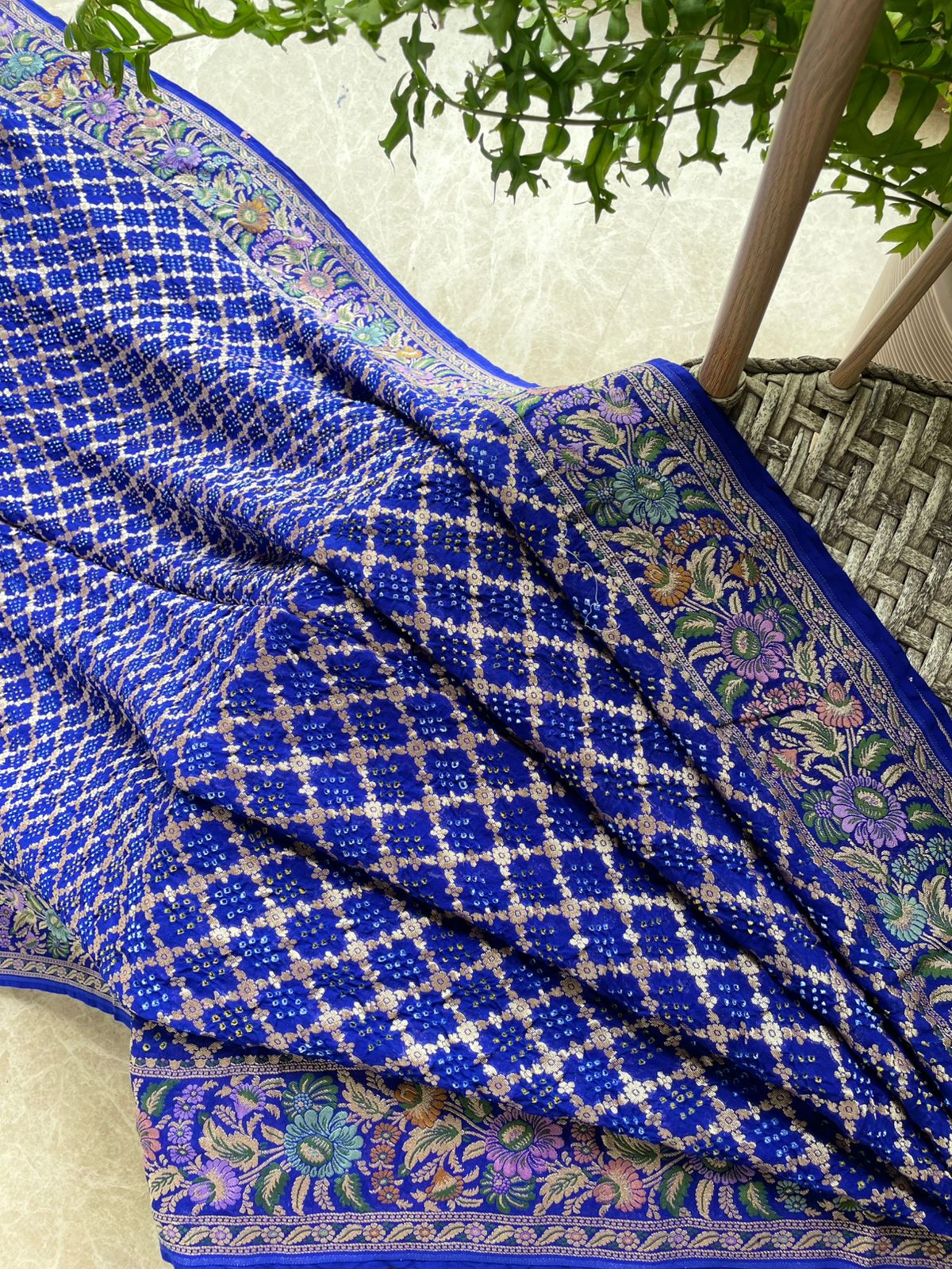 Aria - Blue Tilfi Meenakari Bandhani Saree