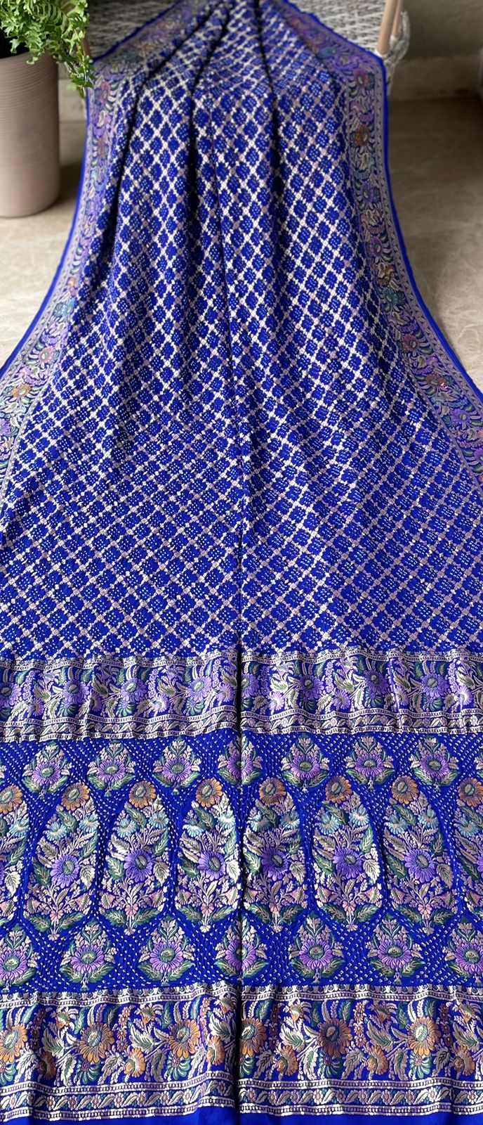 Aria - Blue Tilfi Meenakari Bandhani Saree