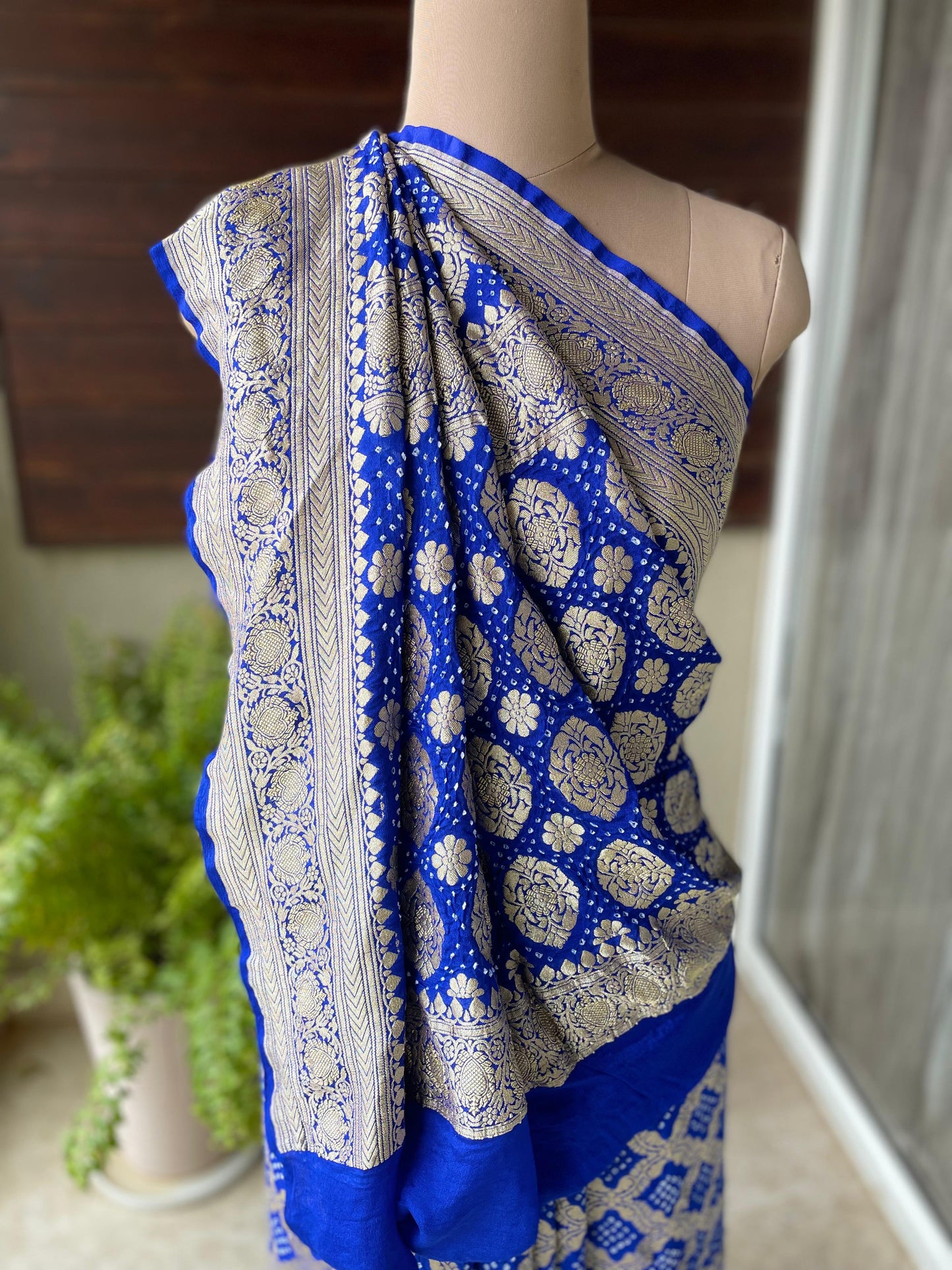 Alisha - Blue Bandhani Banarasi Saree