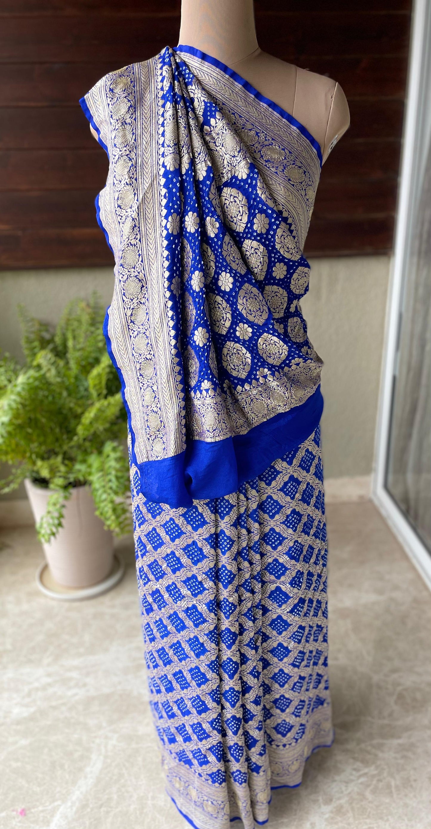 Alisha - Blue Bandhani Banarasi Saree
