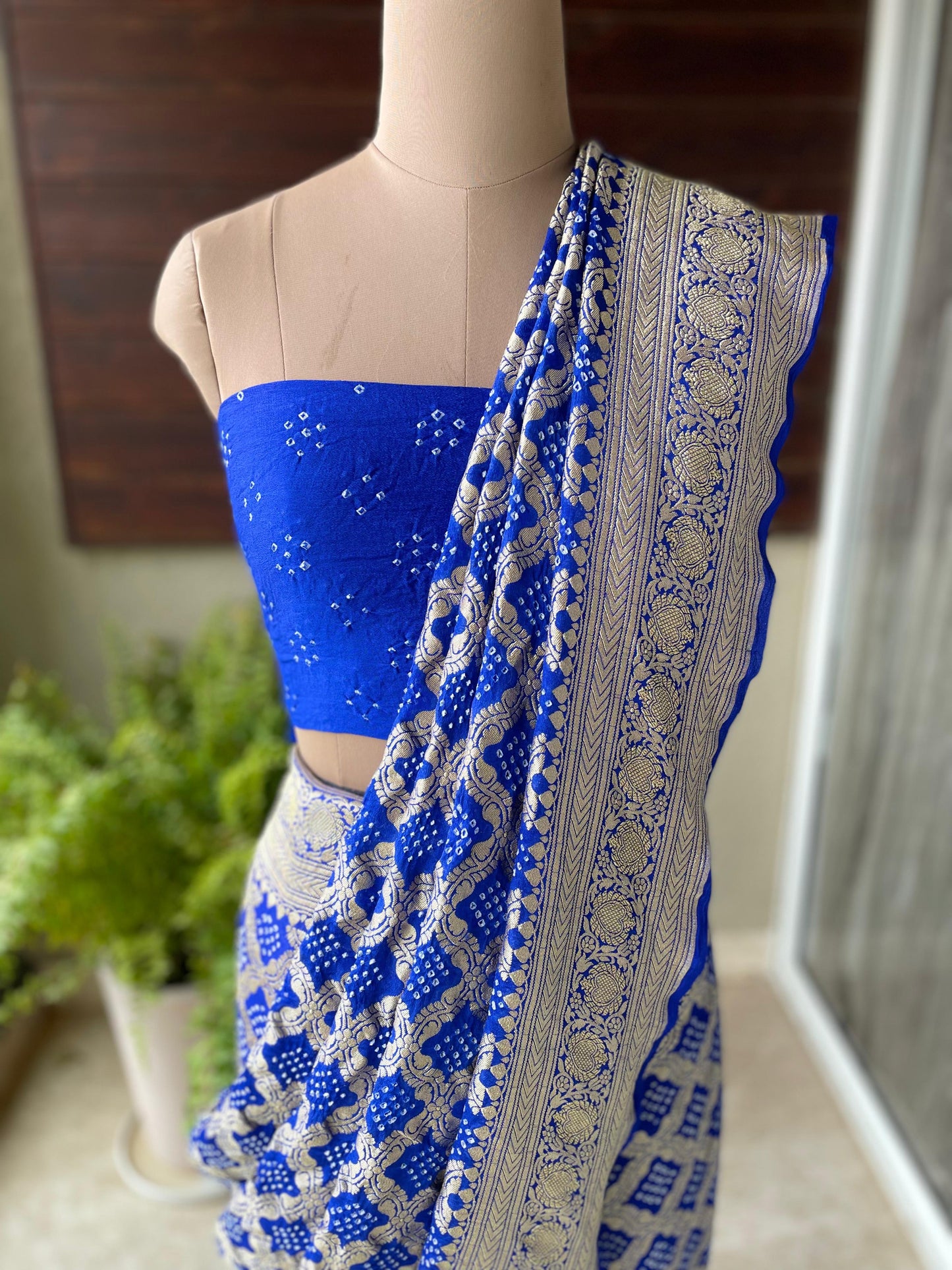 Alisha - Blue Bandhani Banarasi Saree