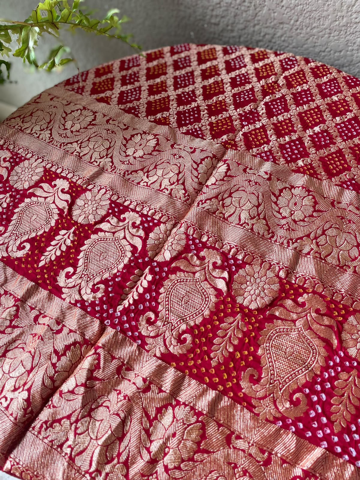 Zeenat - Red Bandhani Banarasi Dupatta