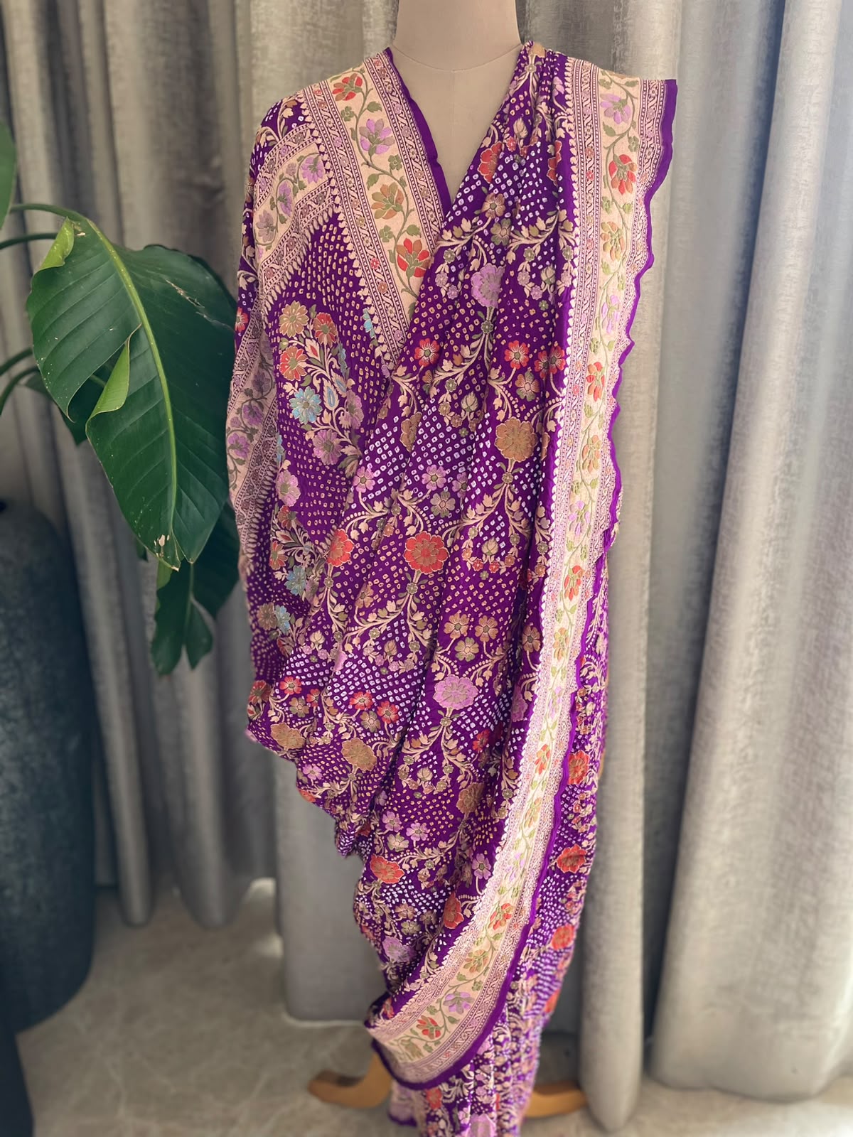 Amisha - Purple Tilfi Meenakari Bandhani Saree