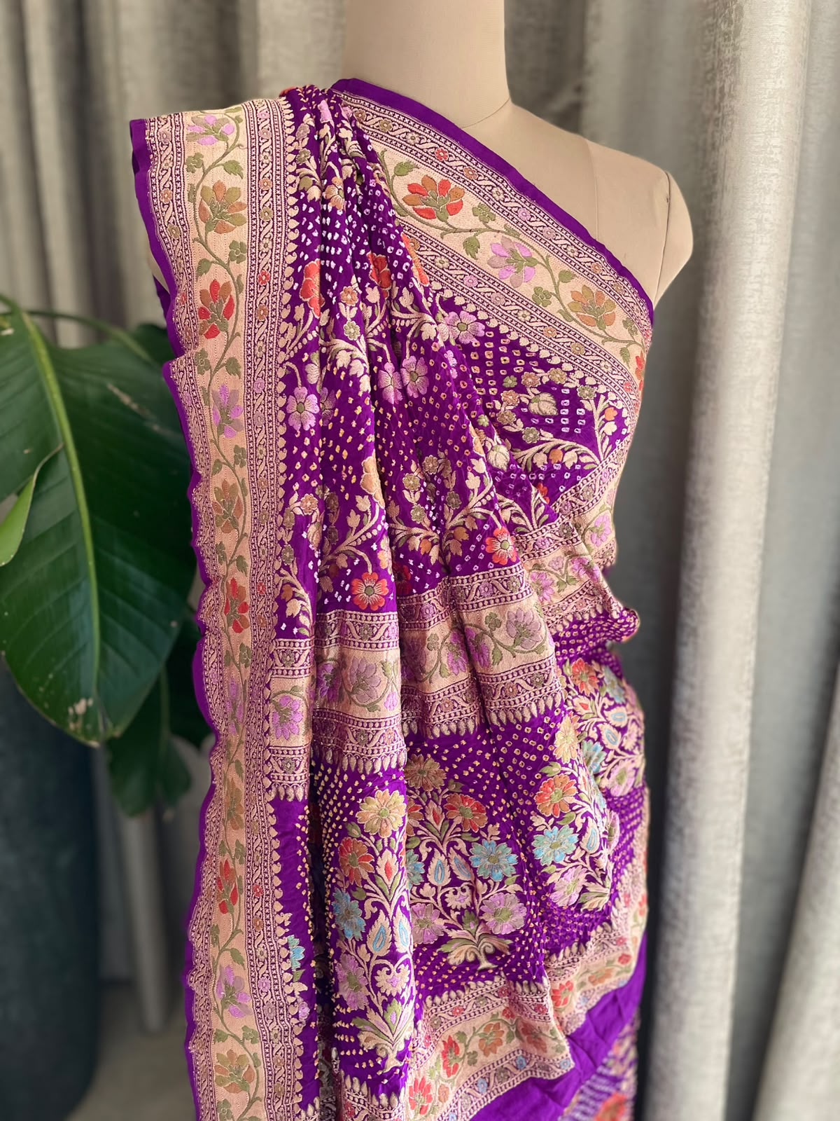 Amisha - Purple Tilfi Meenakari Bandhani Saree