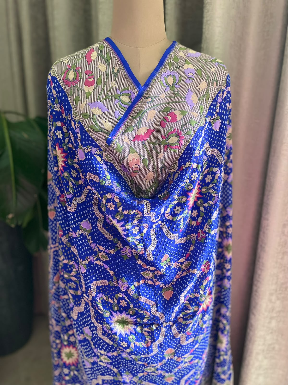 Ayanti - Blue Tilfi Meenakari Bandhani Dupatta