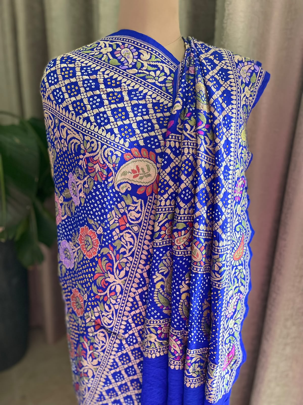 Vidisha - Blue Tilfi Meenakari Bandhani Dupatta