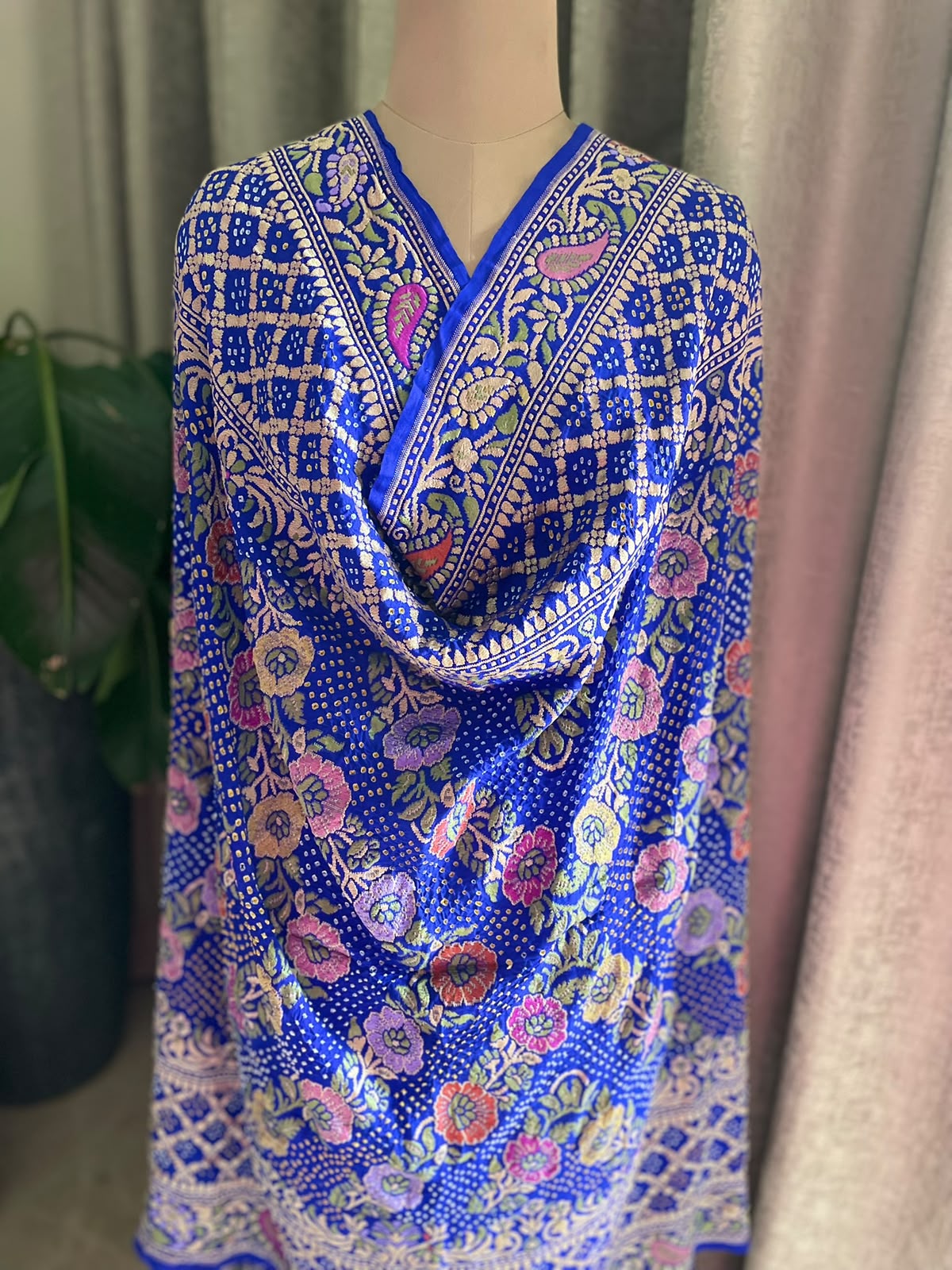 Vidisha - Blue Tilfi Meenakari Bandhani Dupatta