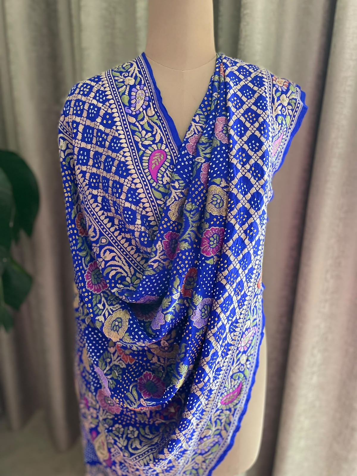 Vidisha - Blue Tilfi Meenakari Bandhani Dupatta