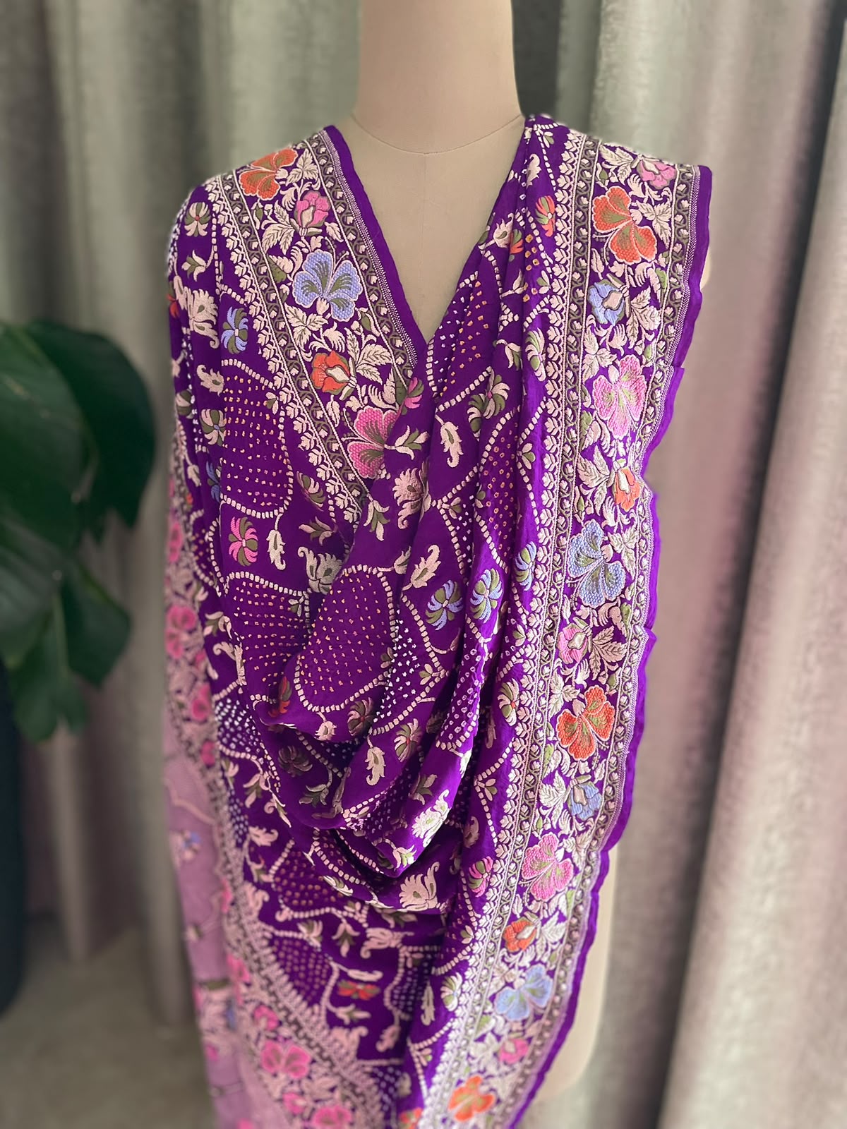 Chetna - Purple Tilfi Meenakari Bandhani Dupatta