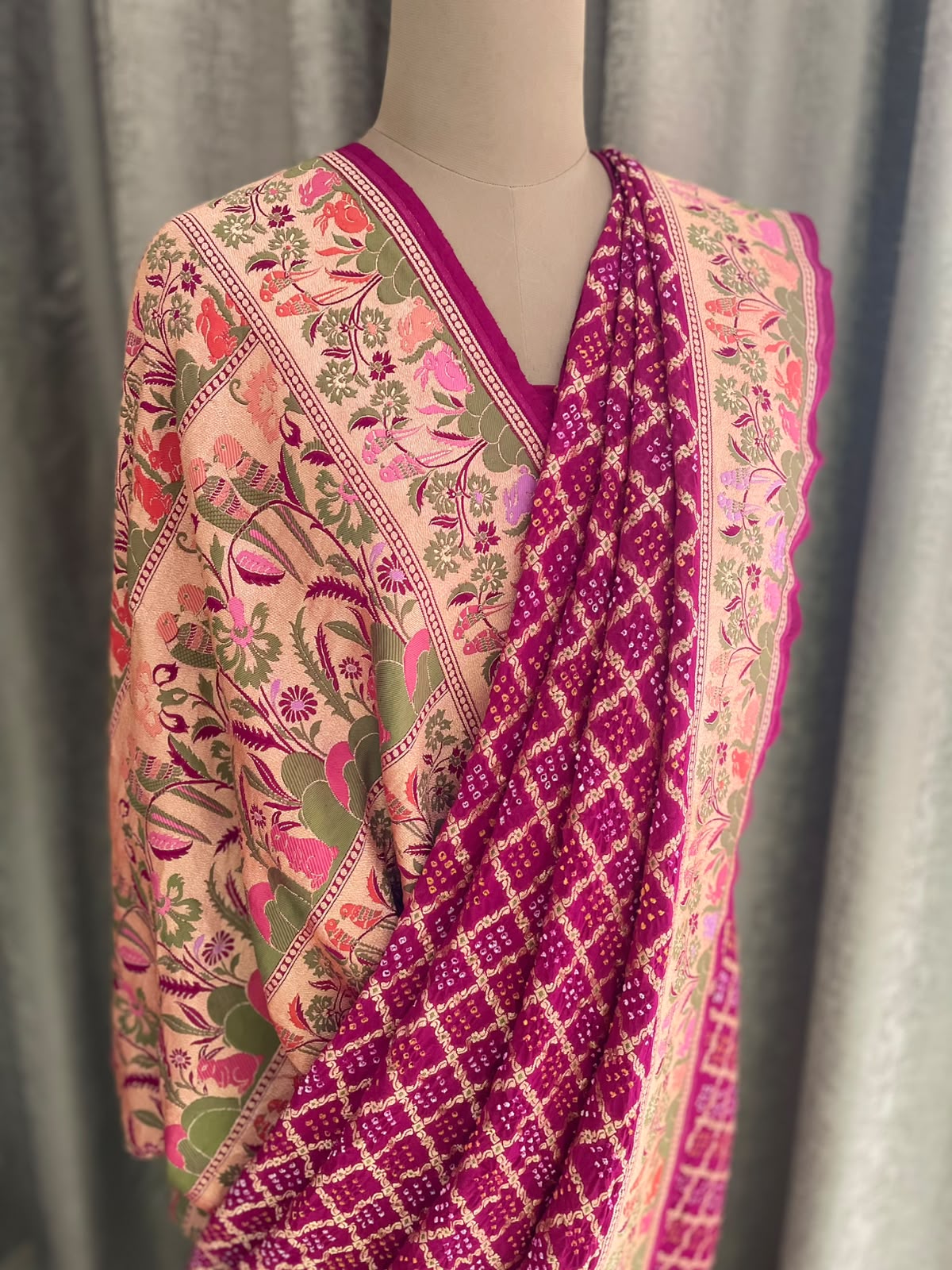 Mohini - Magenta Tilfi Meenakari Bandhani Saree