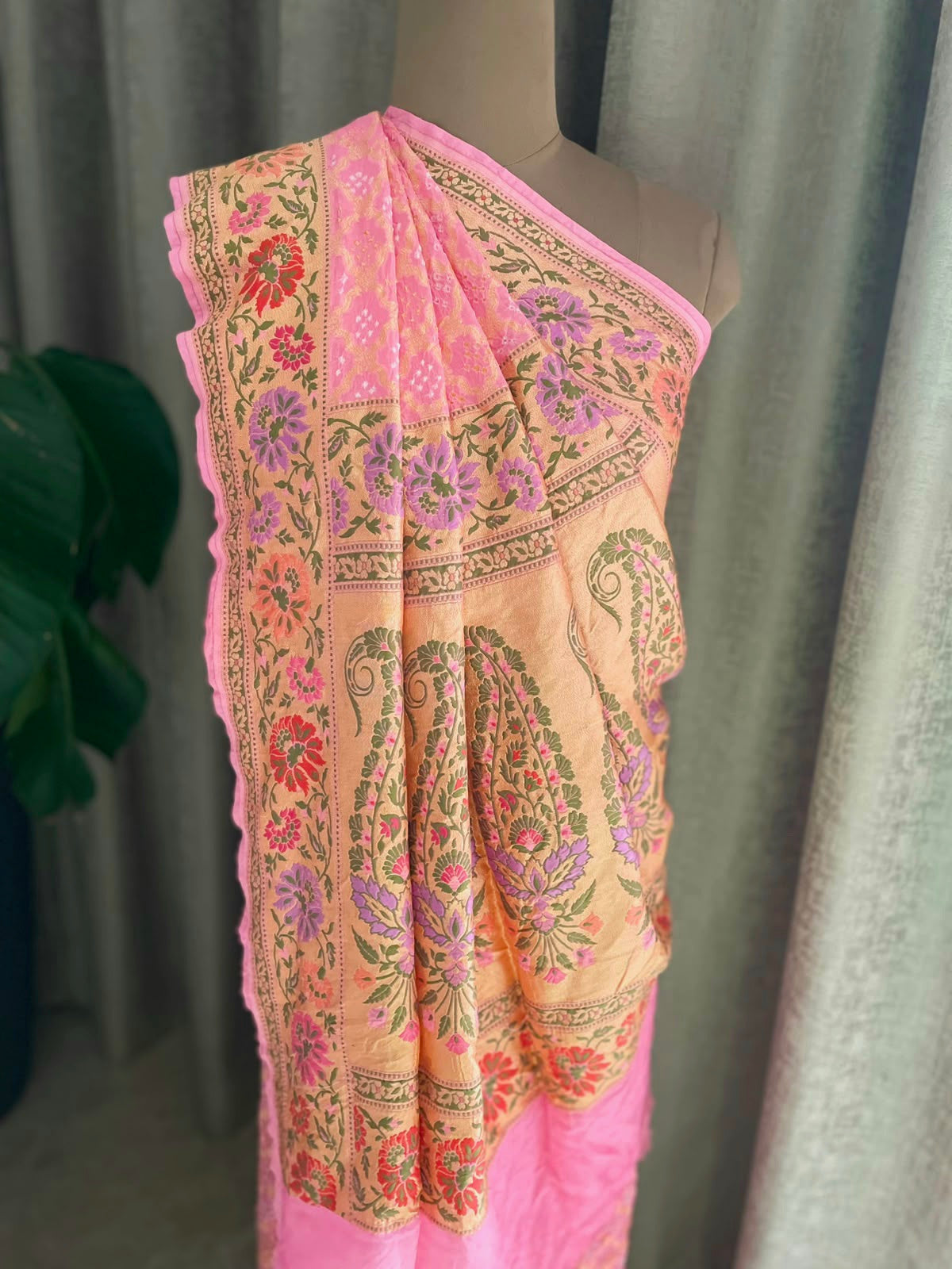 Gargi - Peach Tilfi Meenakari Bandhani Saree