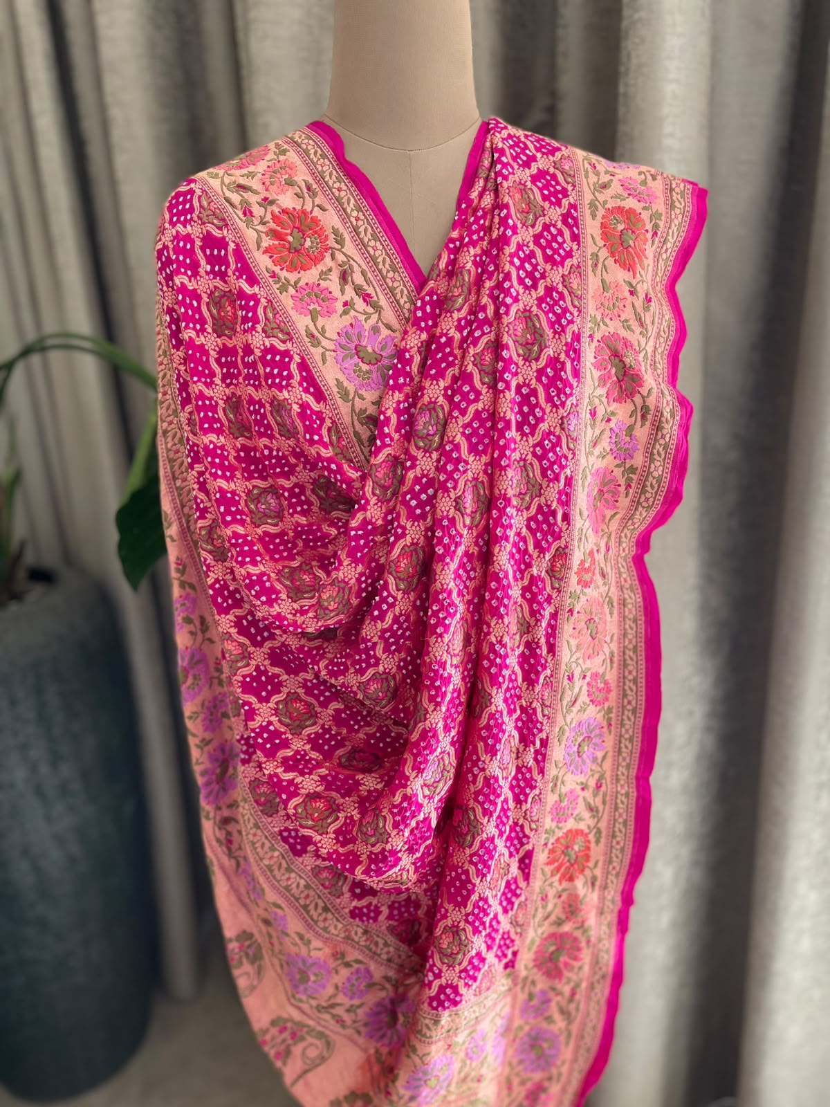 Shashi - Fushcia Pink Meenakari Tilfi Dupatta