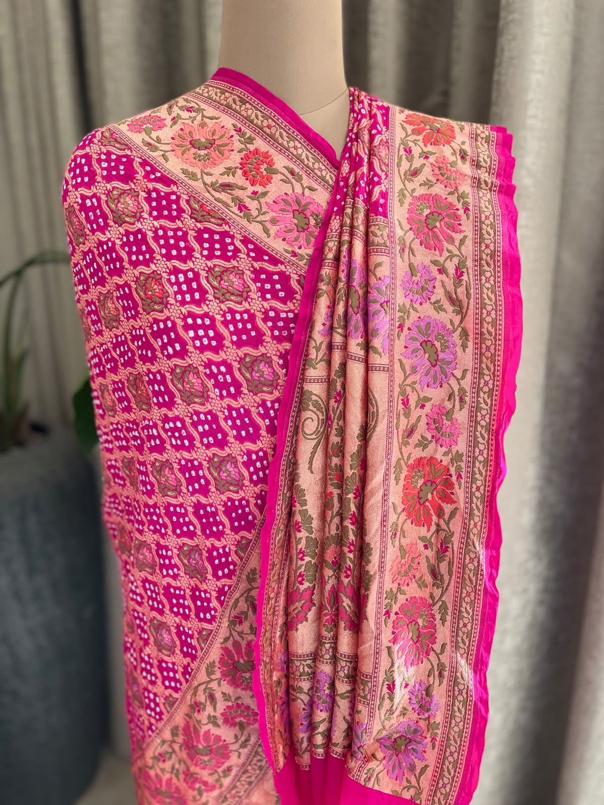 Shashi - Fushcia Pink Meenakari Tilfi Dupatta