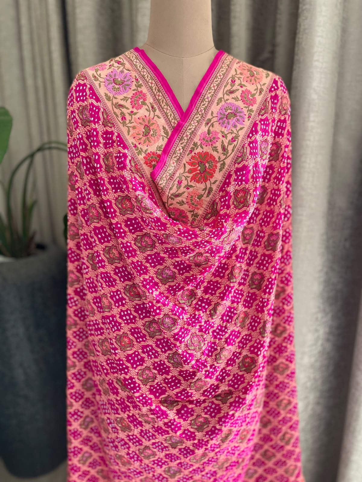 Shashi - Fushcia Pink Meenakari Tilfi Dupatta