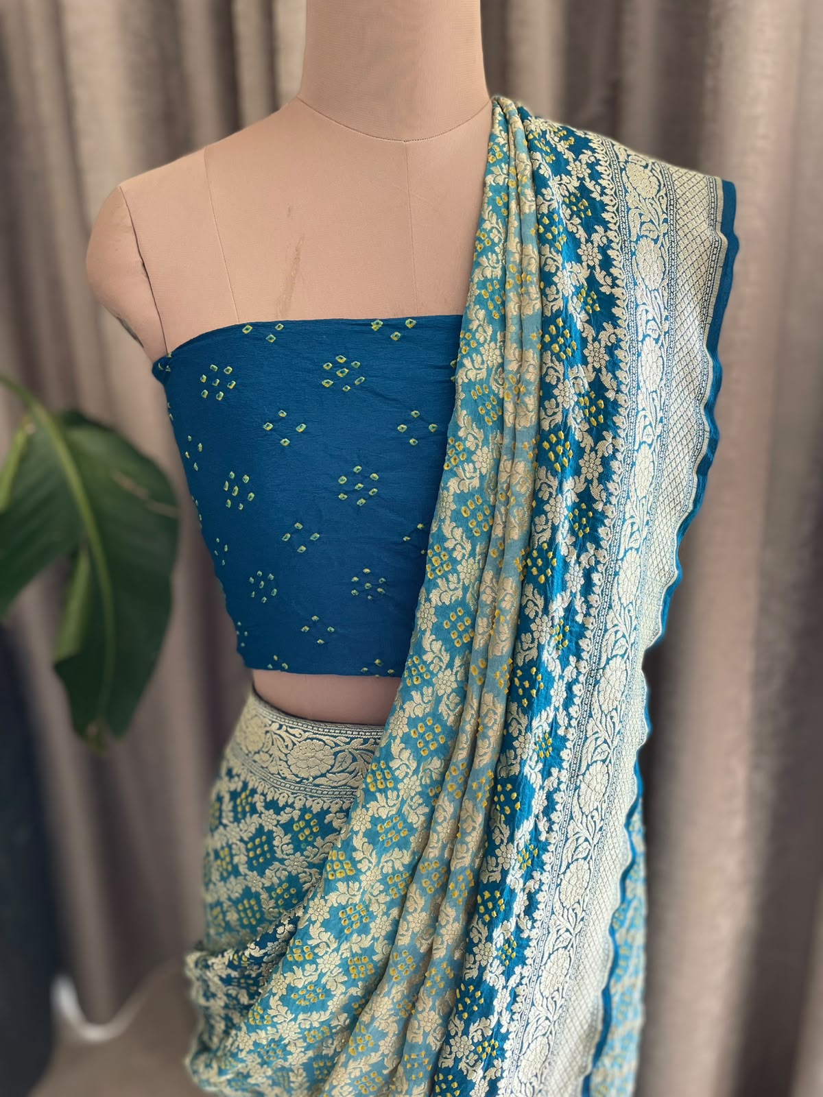 Vritika - Shaded Blue Bandhani Banarasi Saree