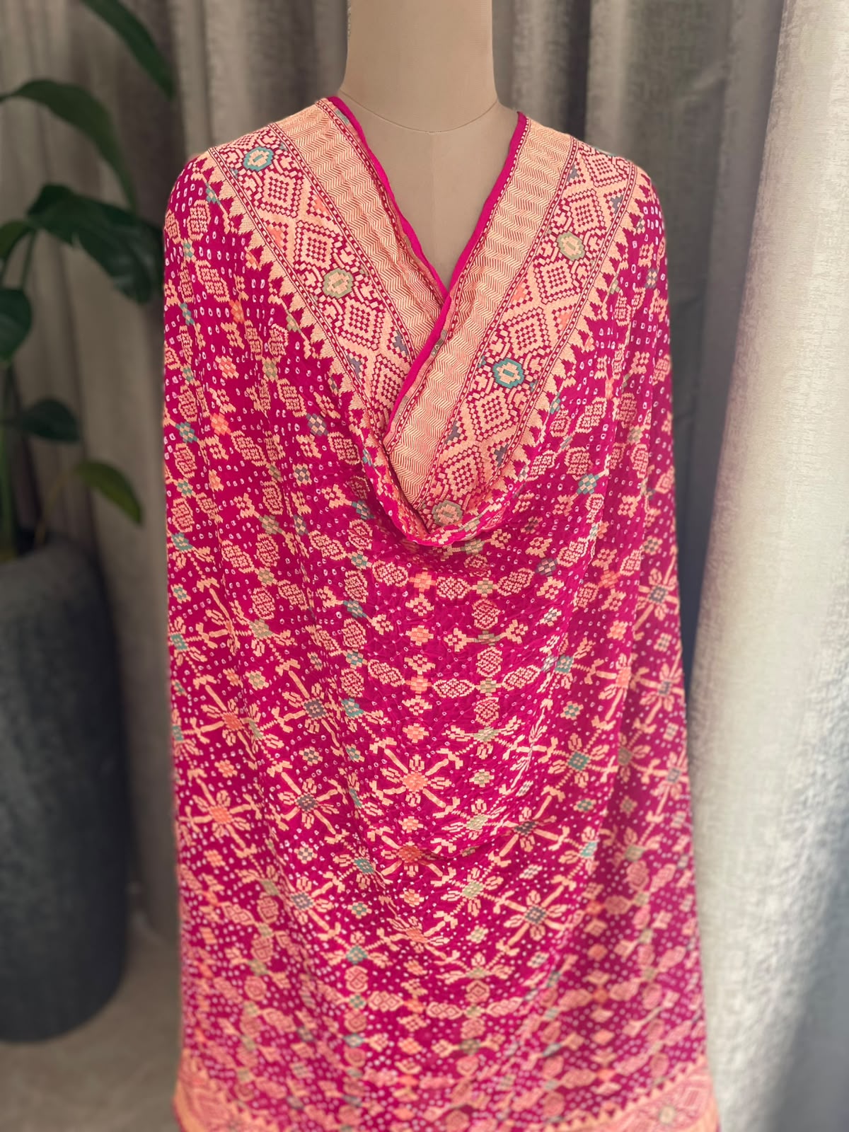 Shefali - Pink Meenakari Bandhani Dupatta