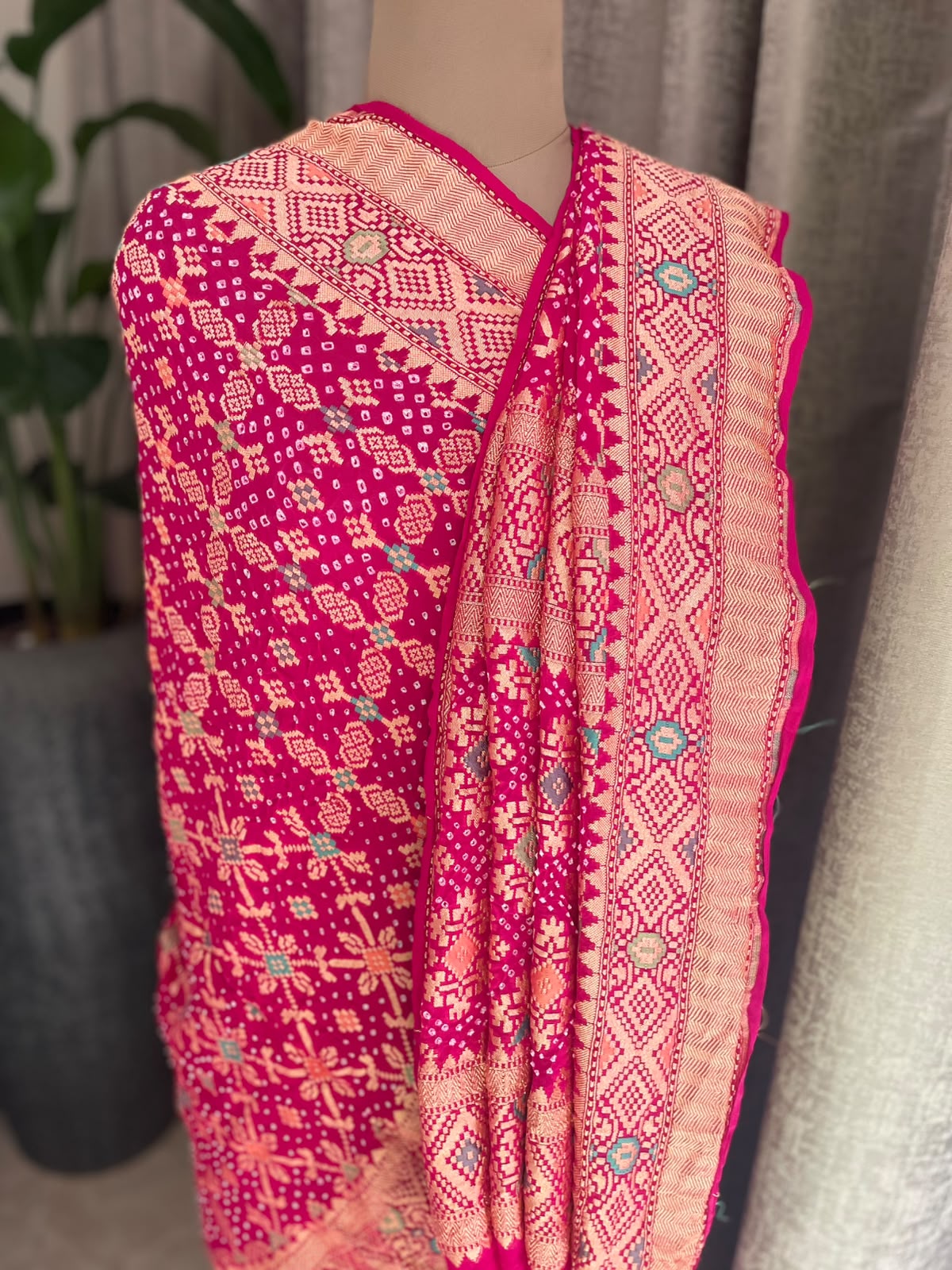 Shefali - Pink Meenakari Bandhani Dupatta