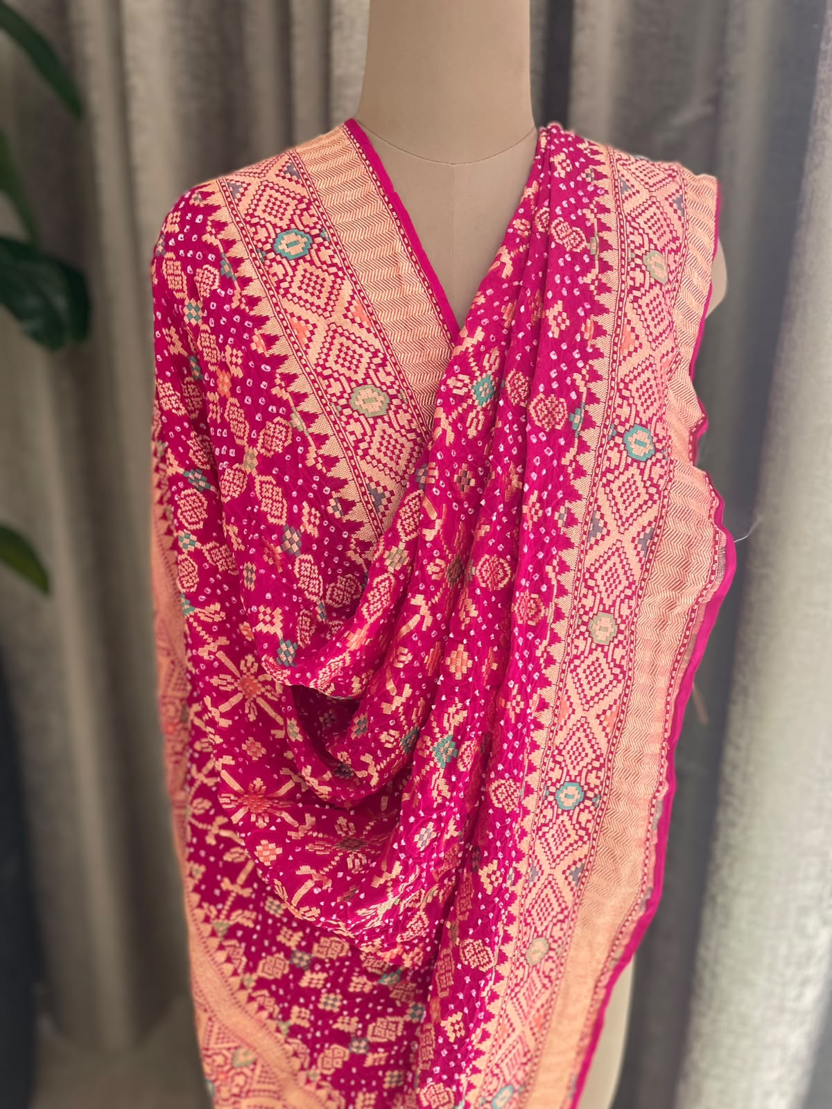 Shefali - Pink Meenakari Bandhani Dupatta