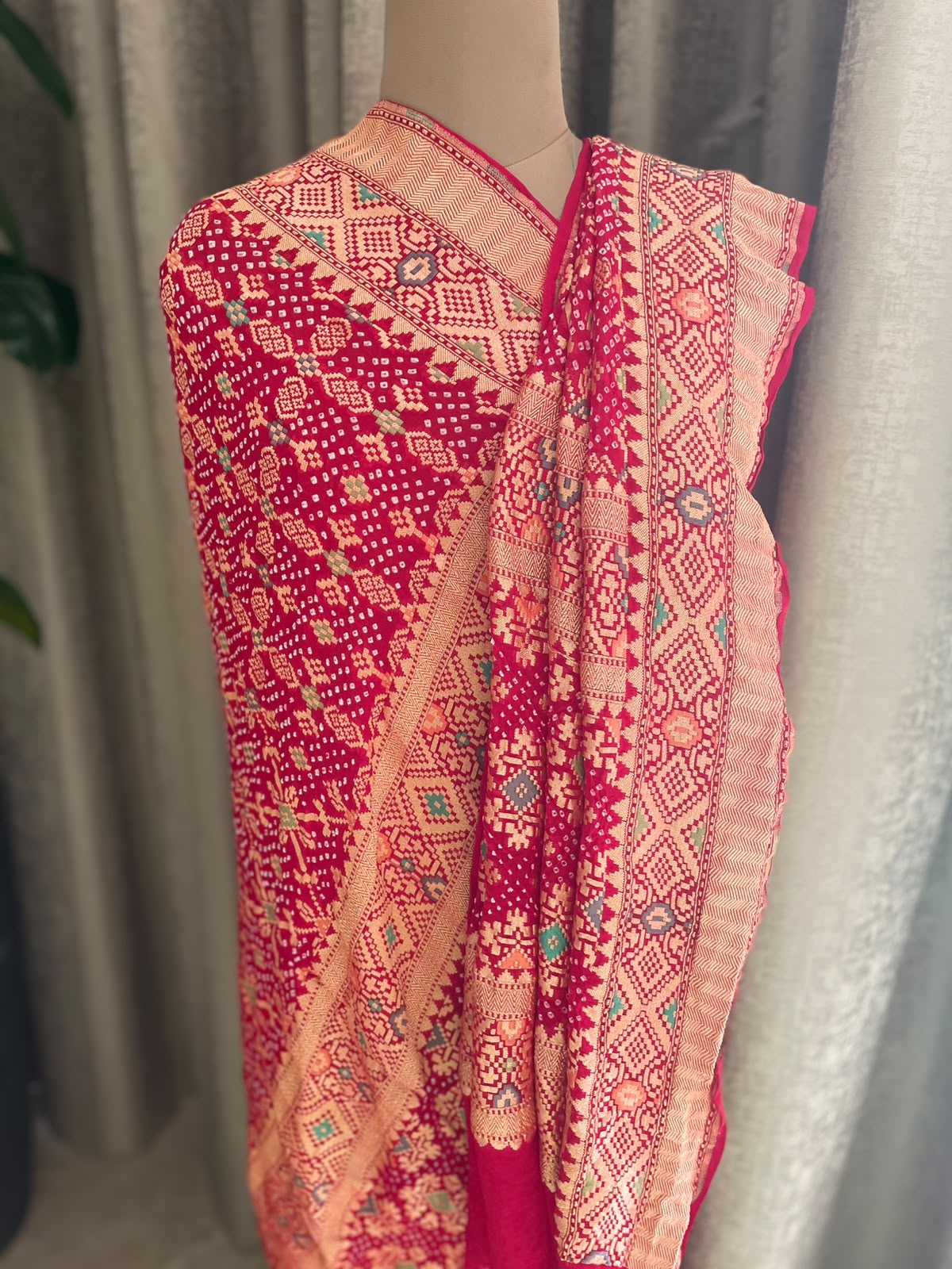 Baani - Red Meenakari Bandhani Dupatta