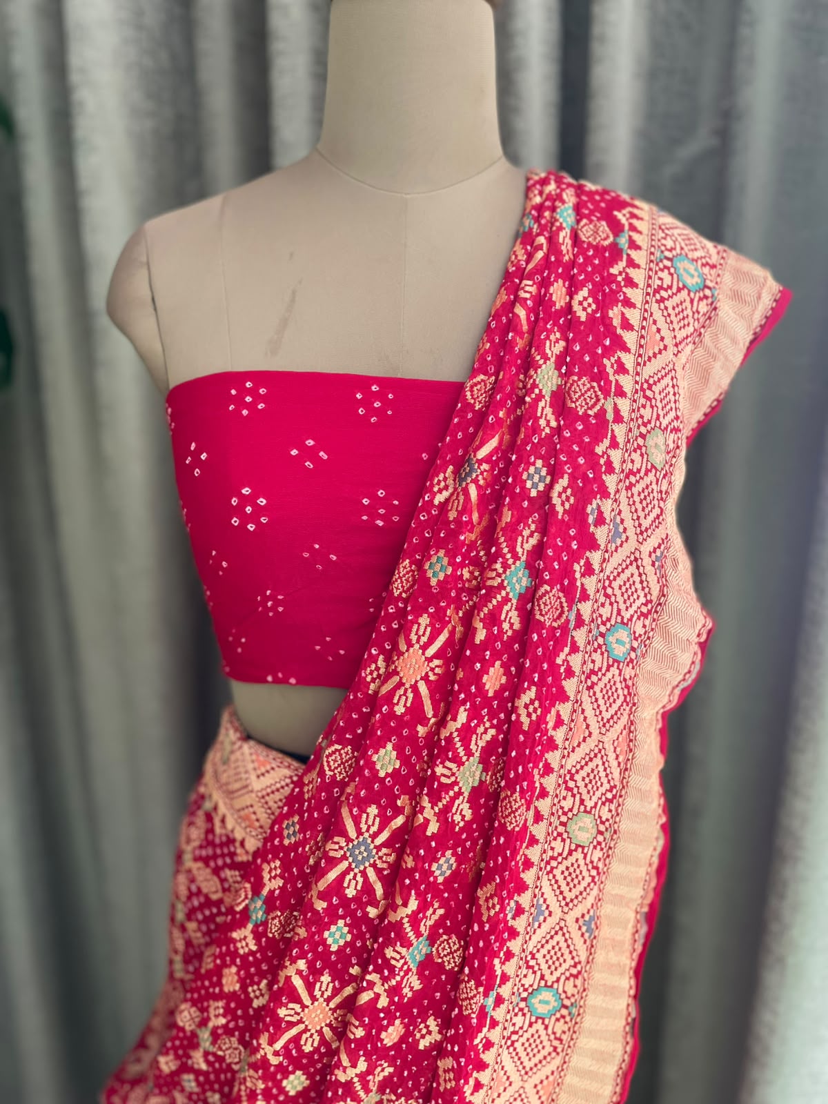 Khyati - Red Meenakari Bandhani Saree
