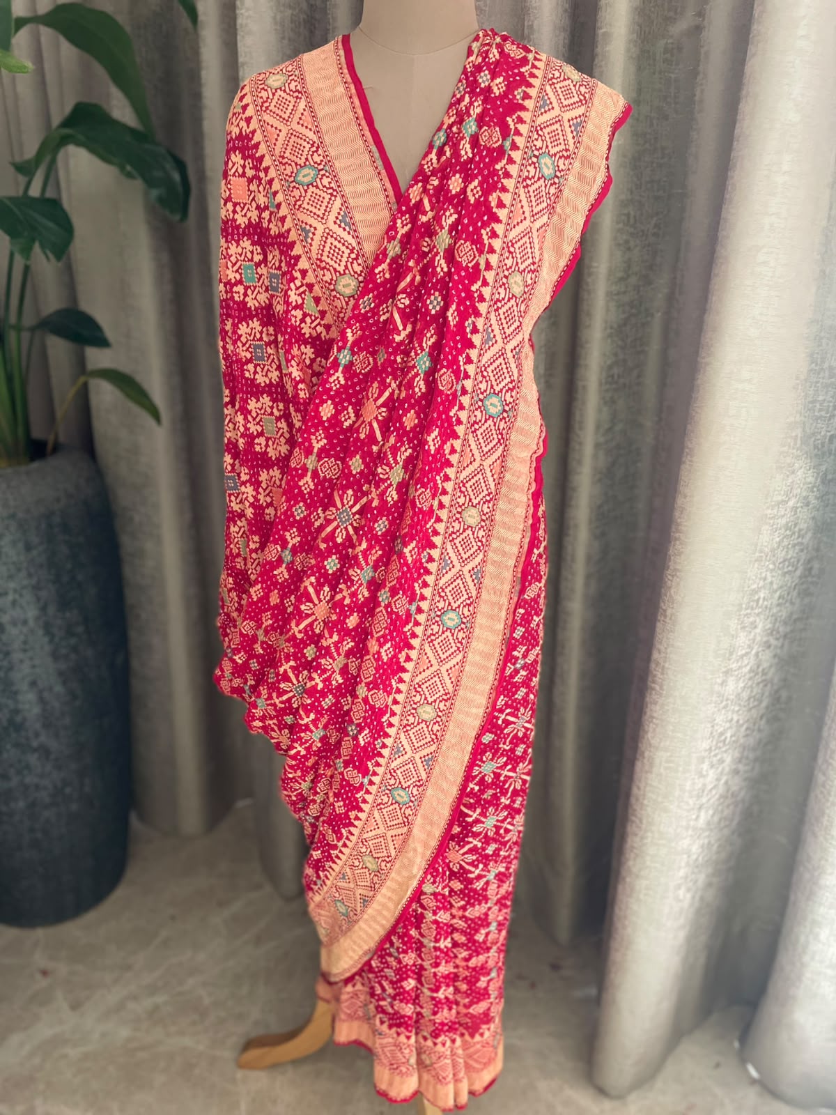 Khyati - Red Meenakari Bandhani Saree