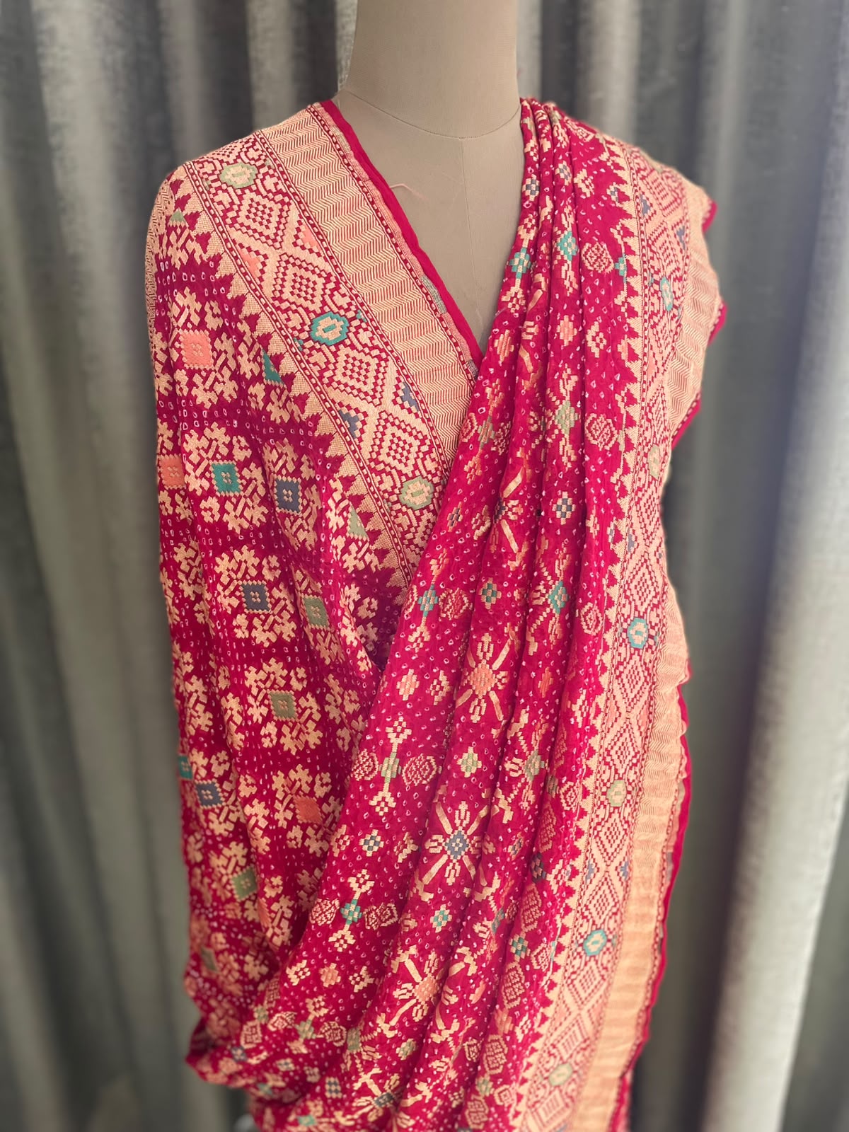 Khyati - Red Meenakari Bandhani Saree
