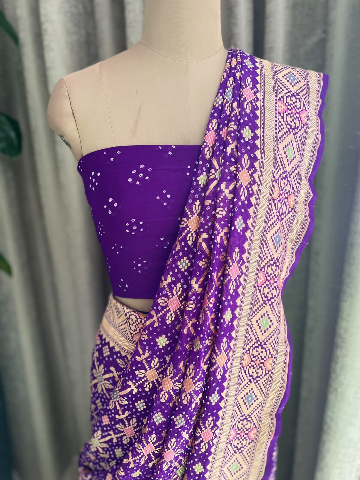 Meera - Purple Meenakari Bandhani Saree