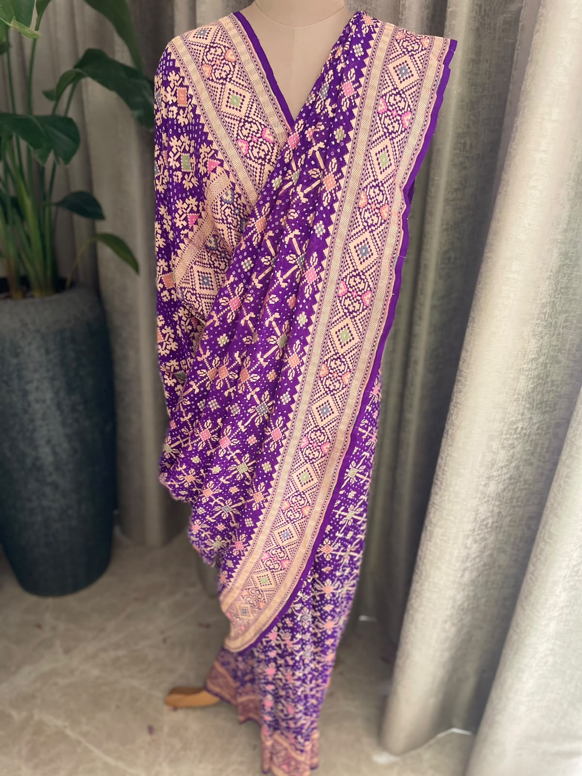 Meera - Purple Meenakari Bandhani Saree