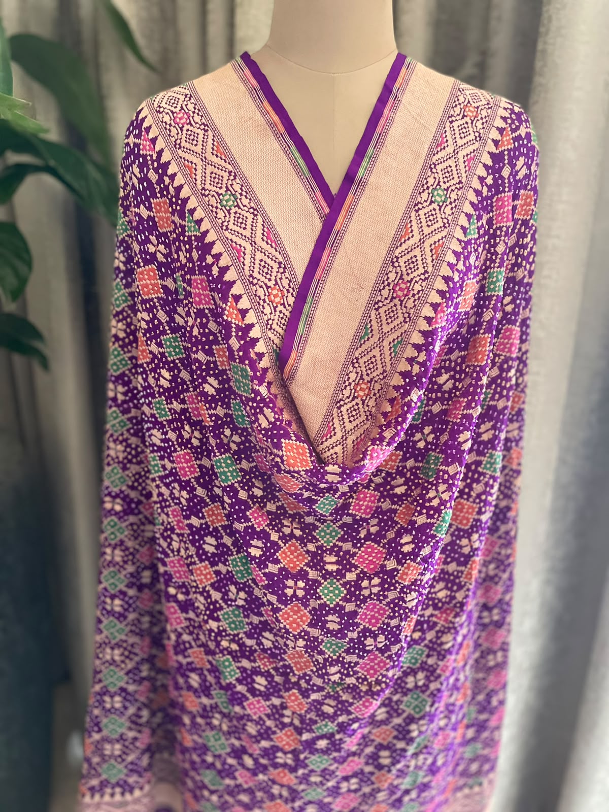 Shaurya - Purple Meenakari Bandhani Dupatta