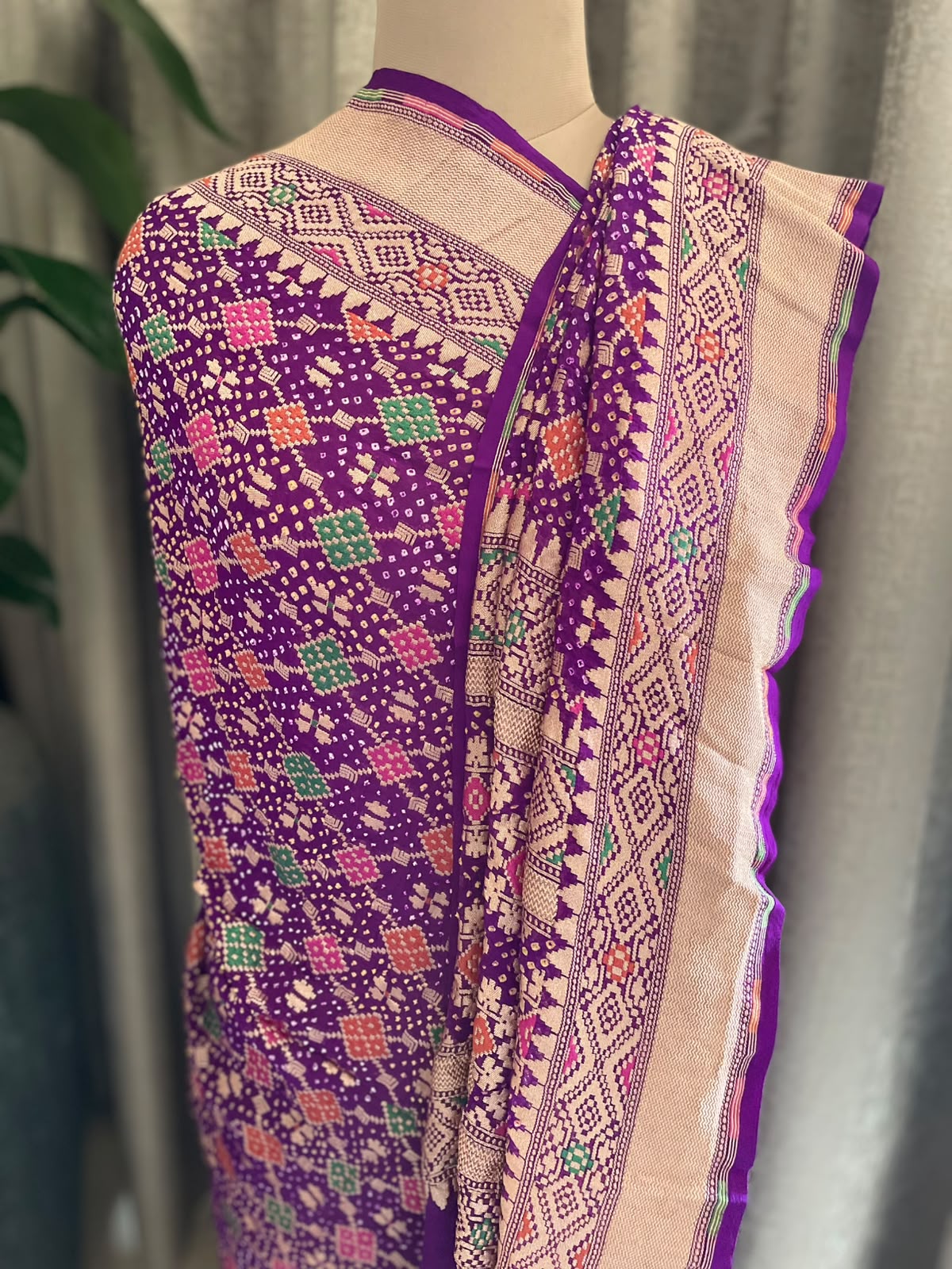 Shaurya - Purple Meenakari Bandhani Dupatta