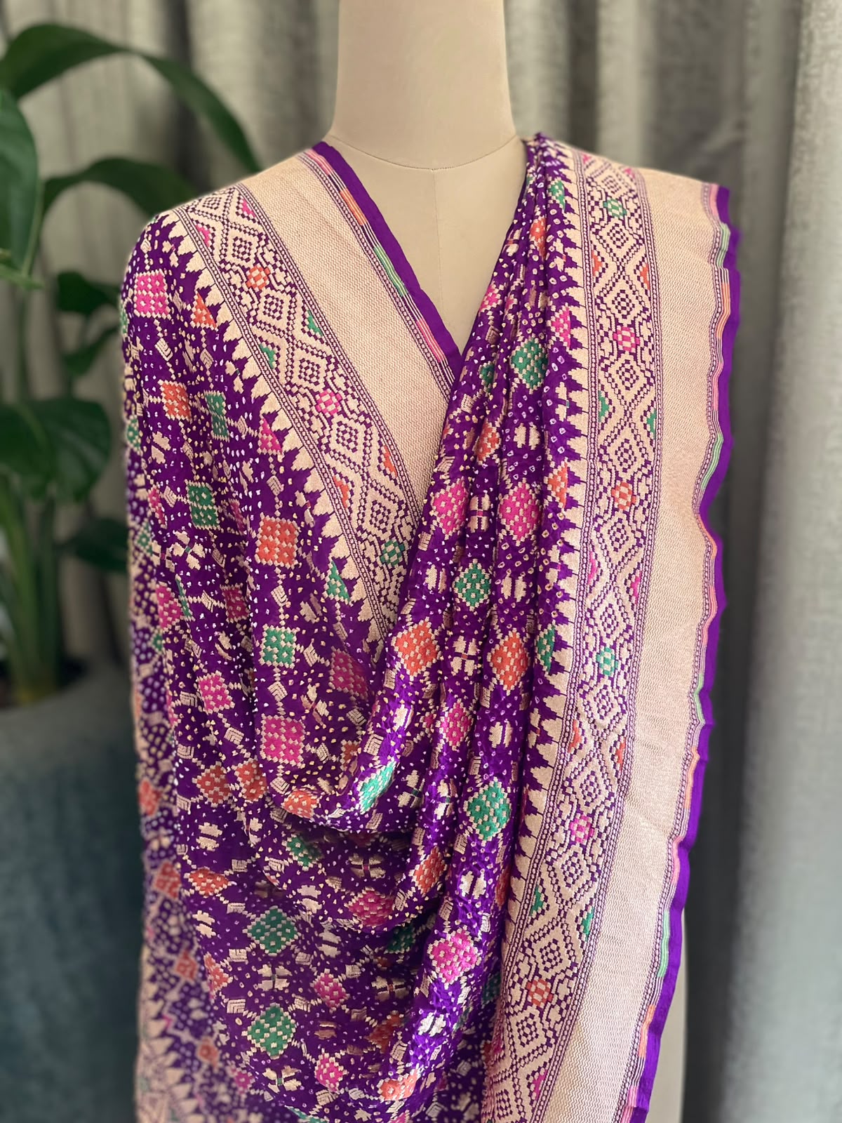 Shaurya - Purple Meenakari Bandhani Dupatta
