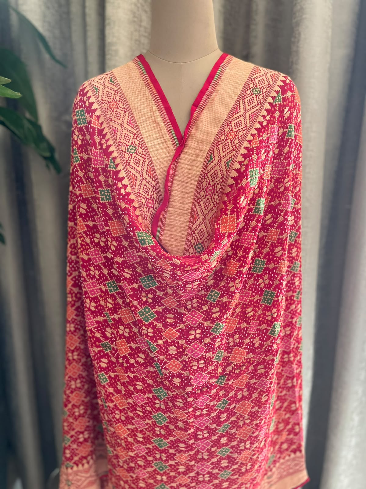 Niharika - Red Meenakari Bandhani Dupatta