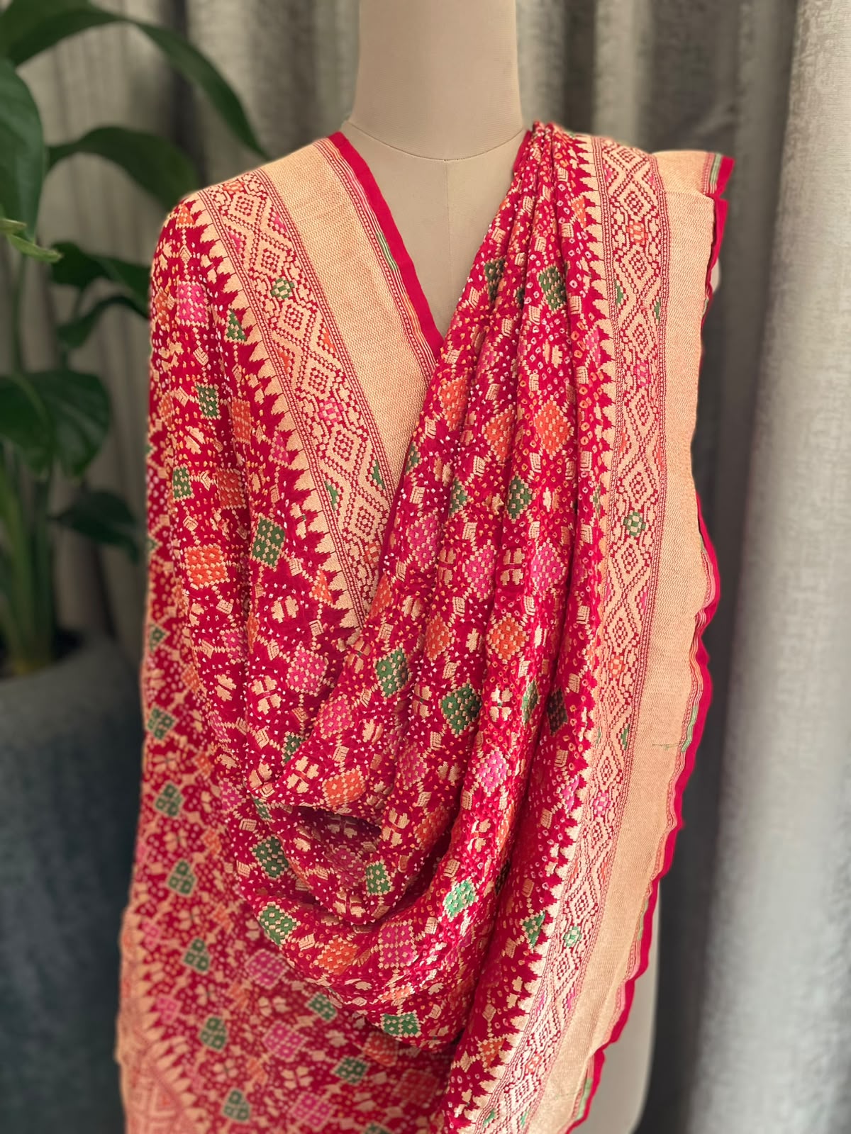 Niharika - Red Meenakari Bandhani Dupatta