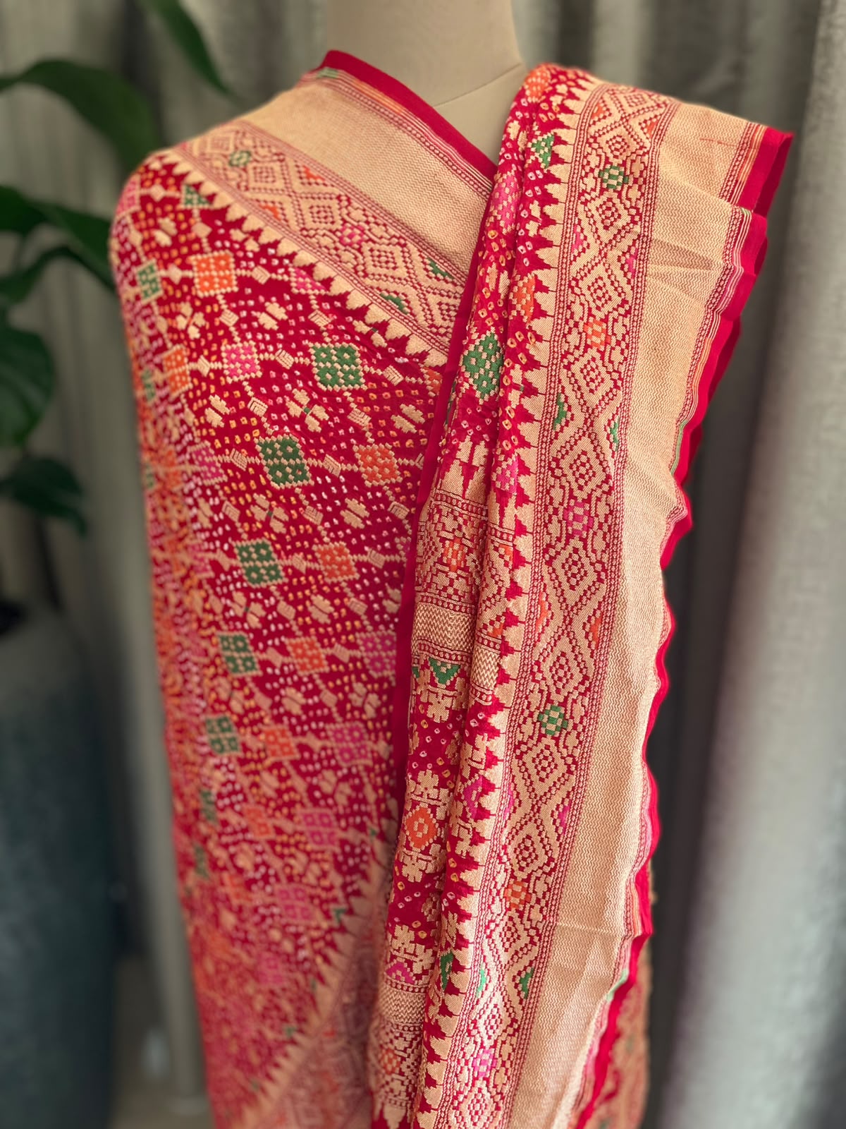 Niharika - Red Meenakari Bandhani Dupatta