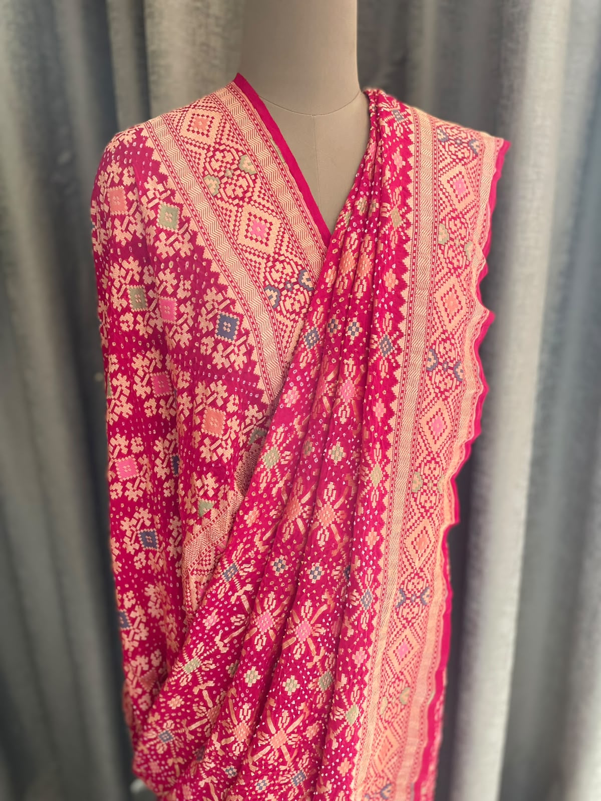 Keesha - Rani Pink Meenakari Bandhani Saree