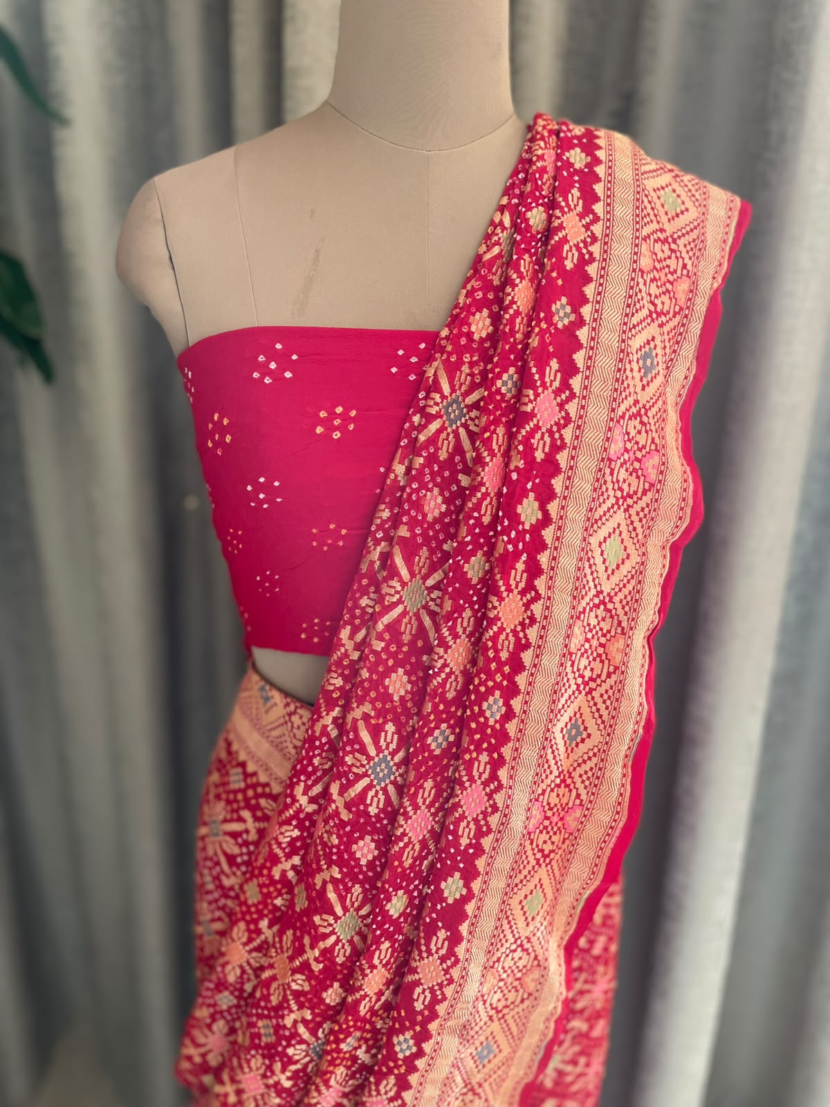 Riya - Red Meenakari Bandhani Saree