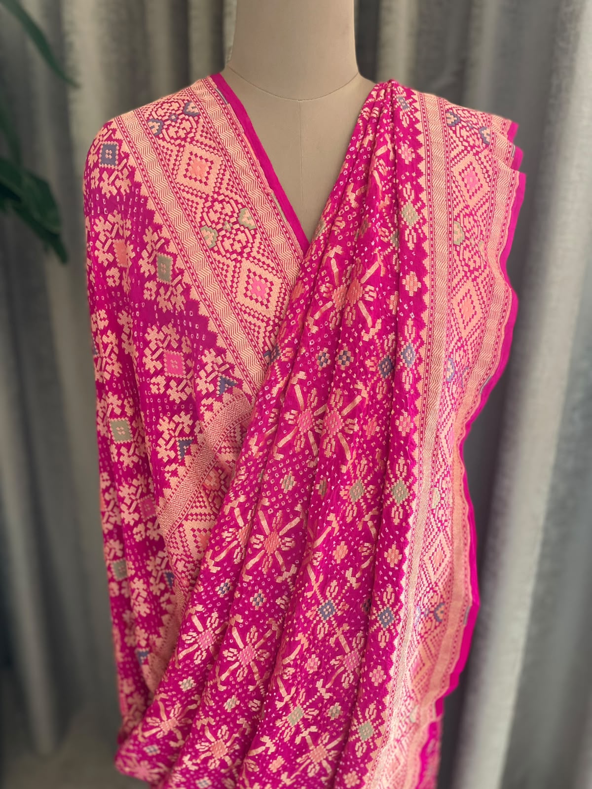 Arika - Pink Meenakari Bandhani Saree