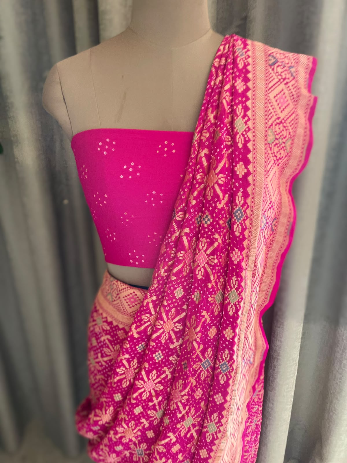 Arika - Pink Meenakari Bandhani Saree