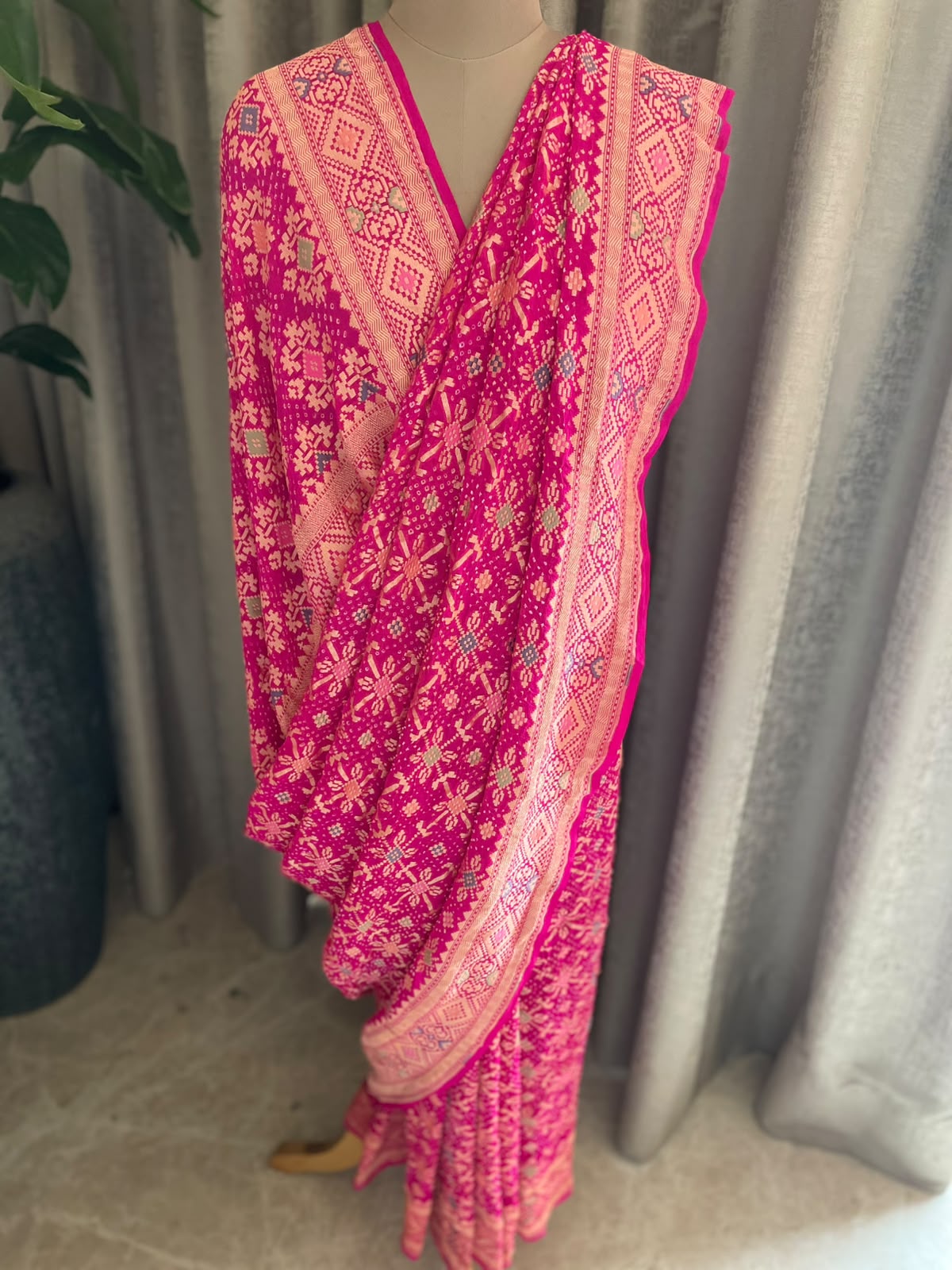 Arika - Pink Meenakari Bandhani Saree