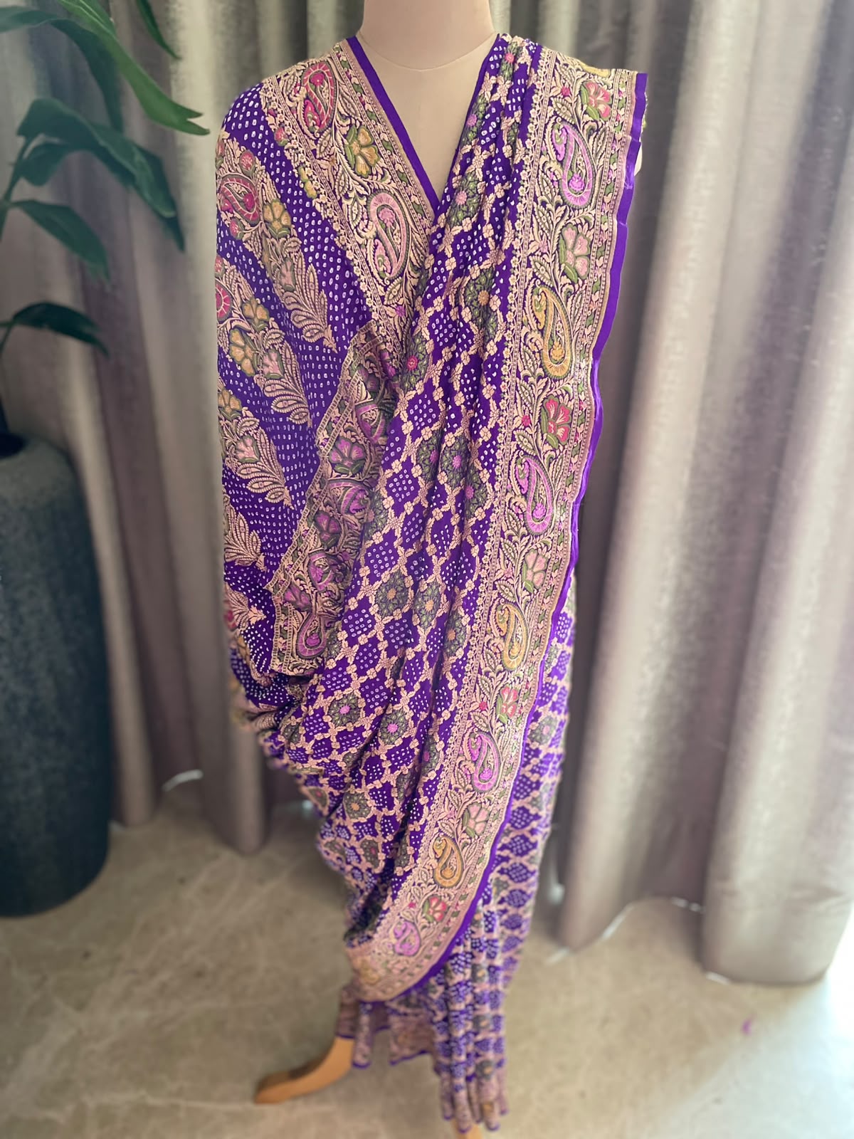 Amrita - Purple Tilfi Meenakari Bandhani Saree