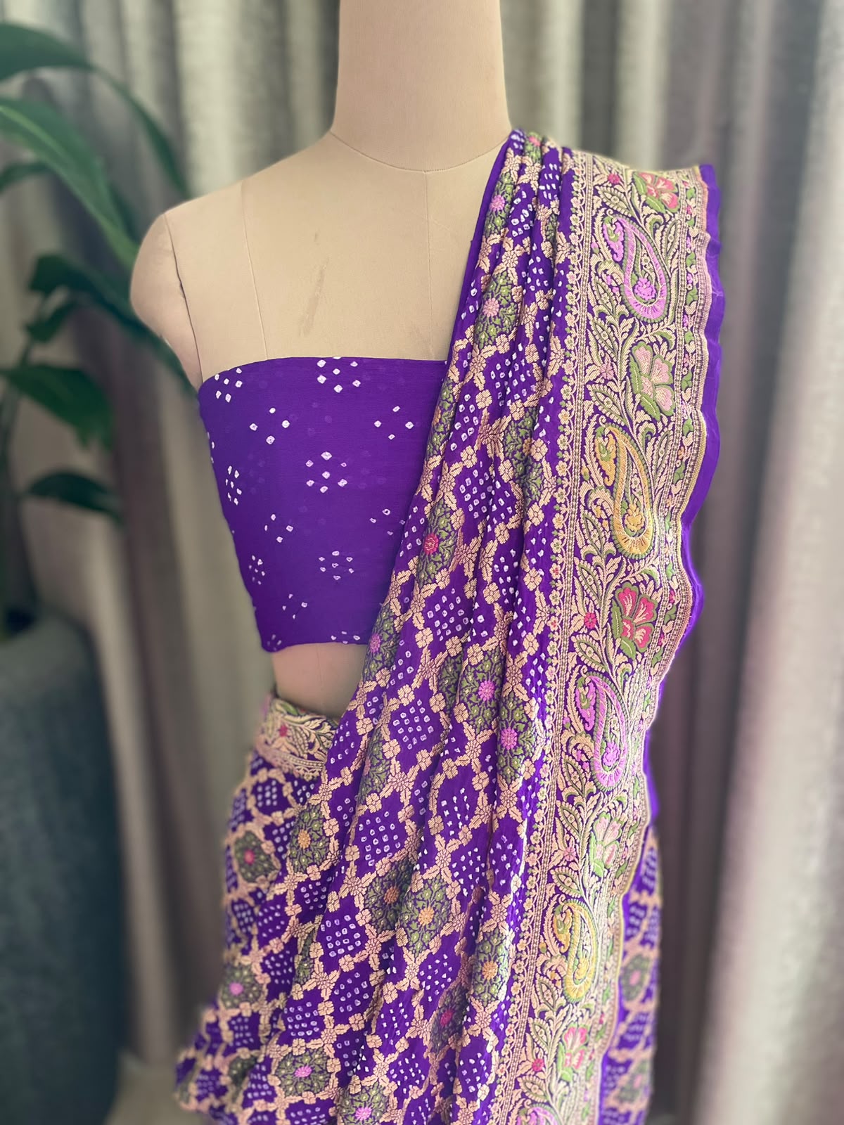 Amrita - Purple Tilfi Meenakari Bandhani Saree