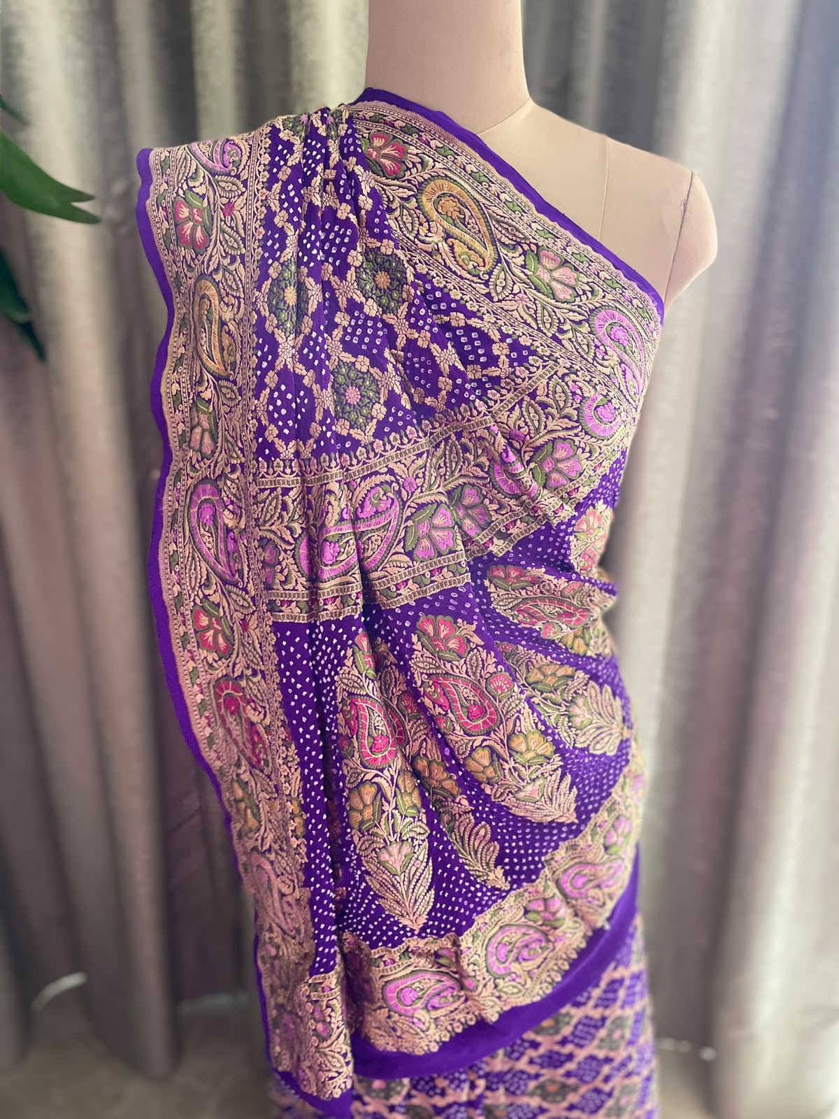 Amrita - Purple Tilfi Meenakari Bandhani Saree