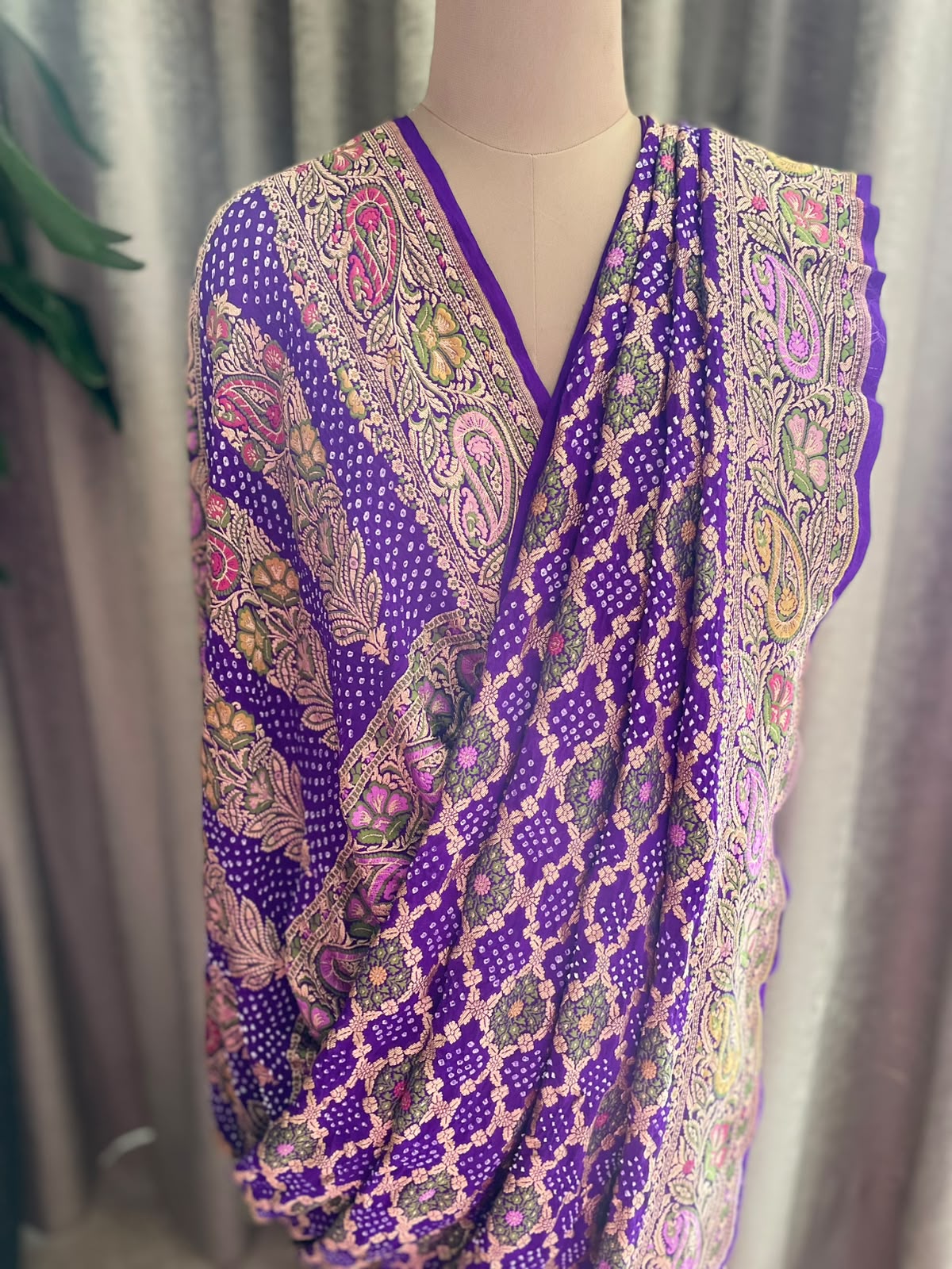 Amrita - Purple Tilfi Meenakari Bandhani Saree