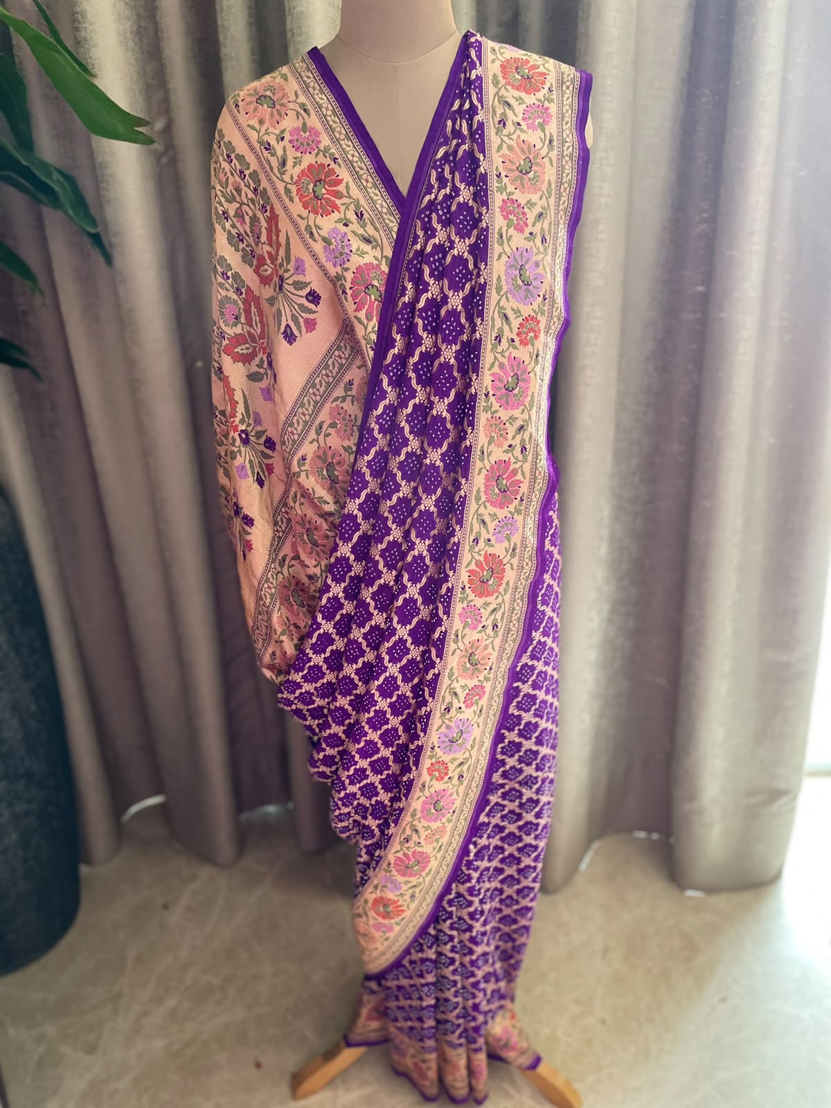 Shubha - Purple Tilfi Meenakari Bandhani Saree