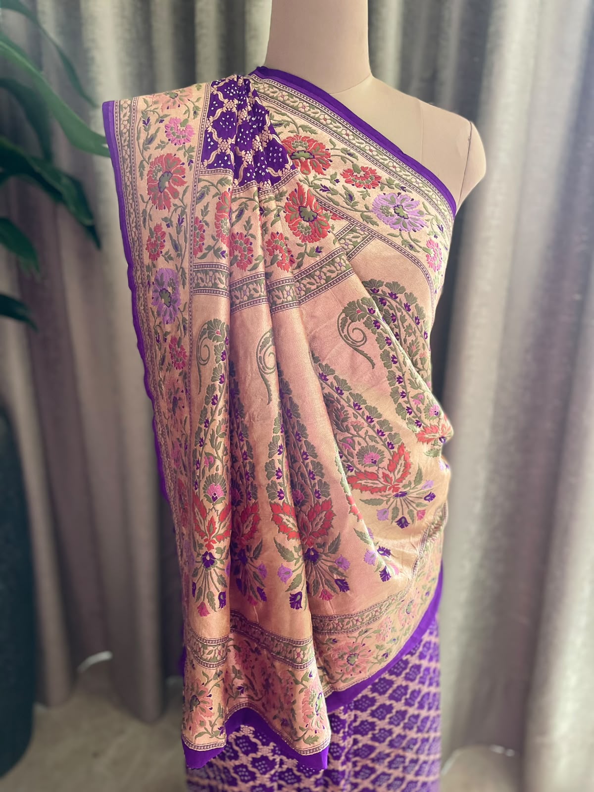 Shubha - Purple Tilfi Meenakari Bandhani Saree