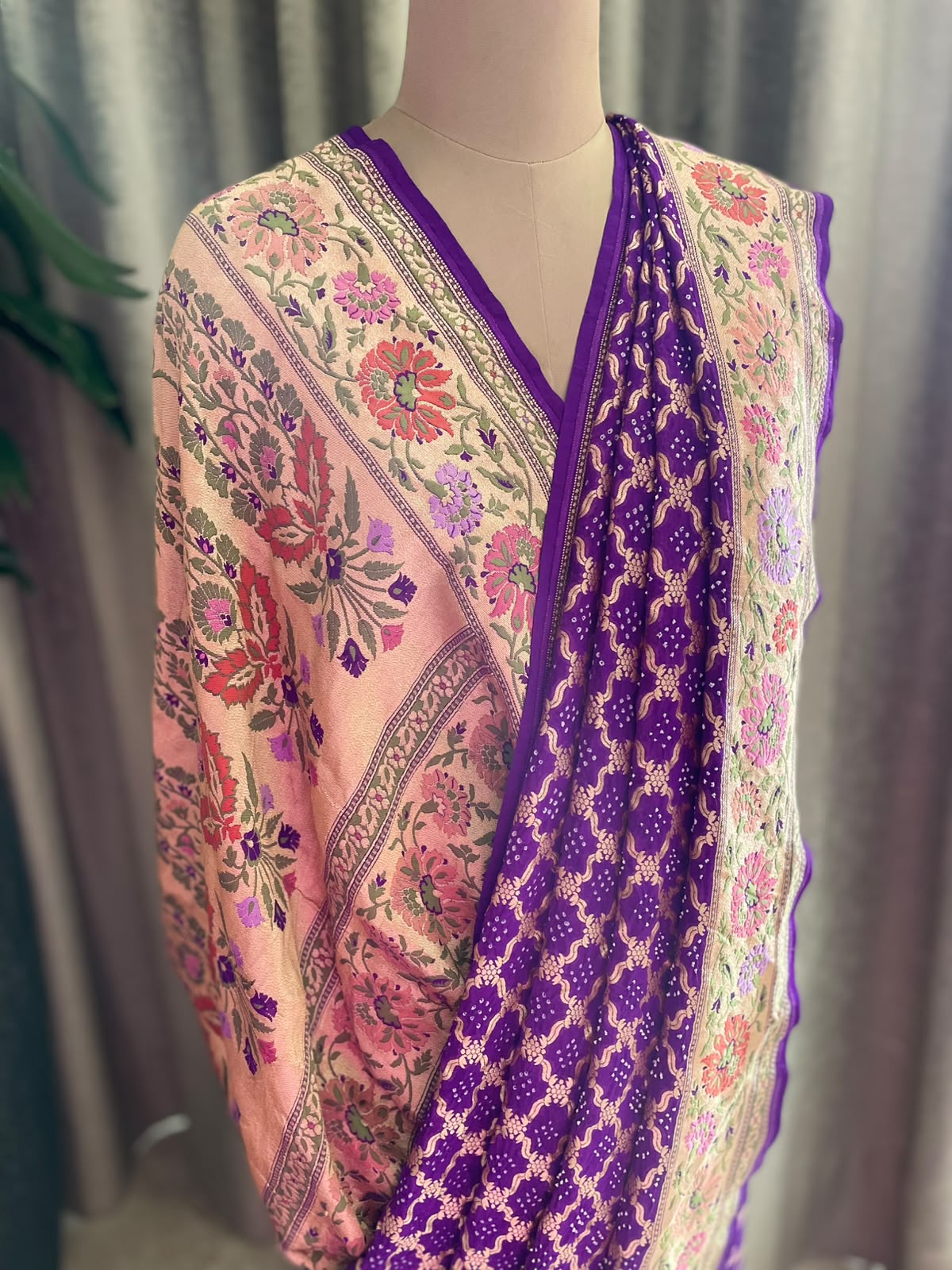 Shubha - Purple Tilfi Meenakari Bandhani Saree