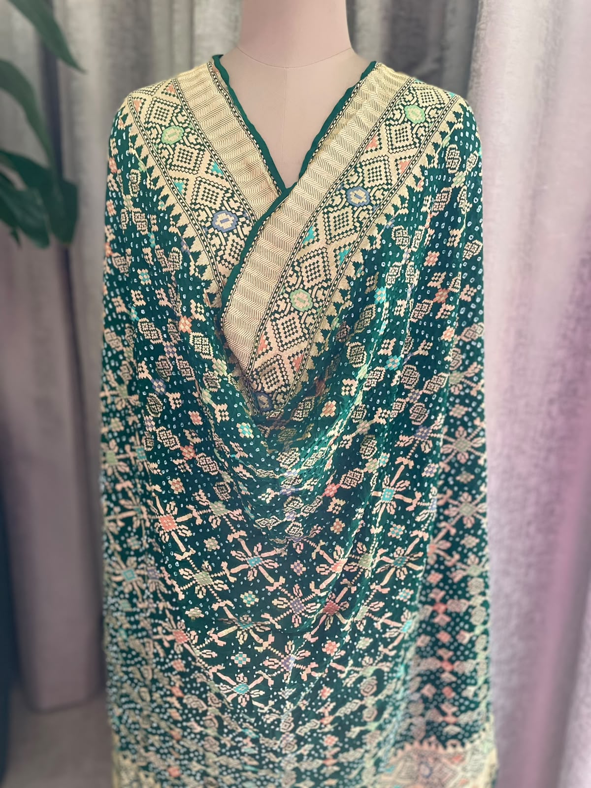 Sukriti - Green Meenakari Bandhani Dupatta