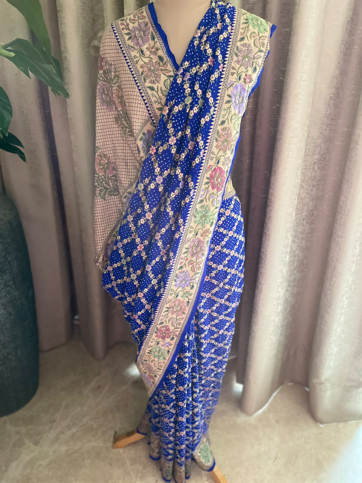 Nisha - Blue Tilfi Meenakari Bandhani Saree