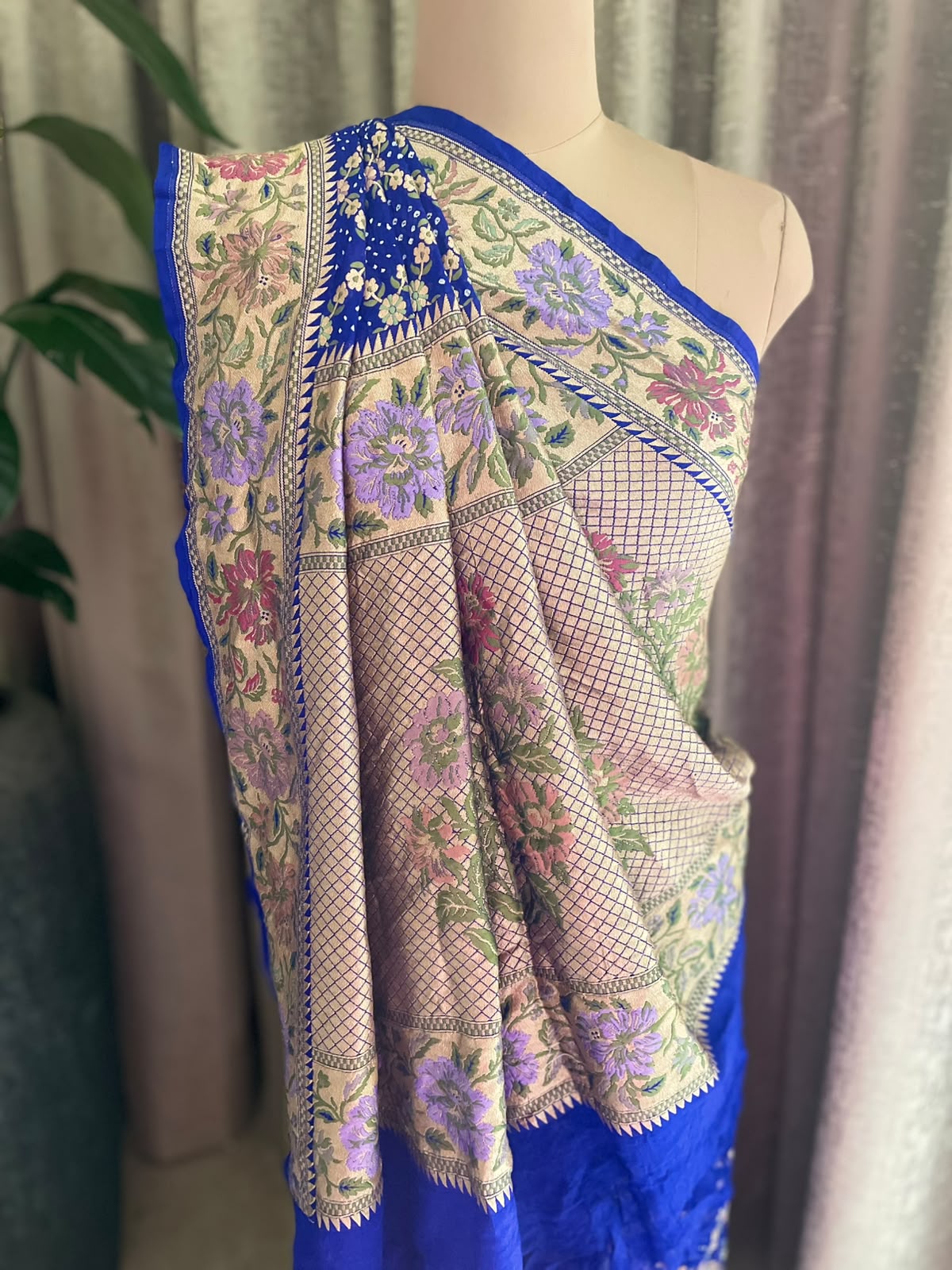 Nisha - Blue Tilfi Meenakari Bandhani Saree