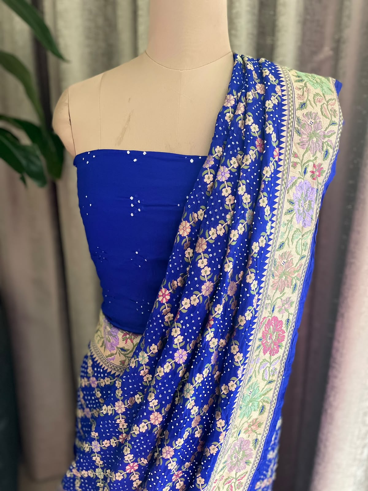 Nisha - Blue Tilfi Meenakari Bandhani Saree